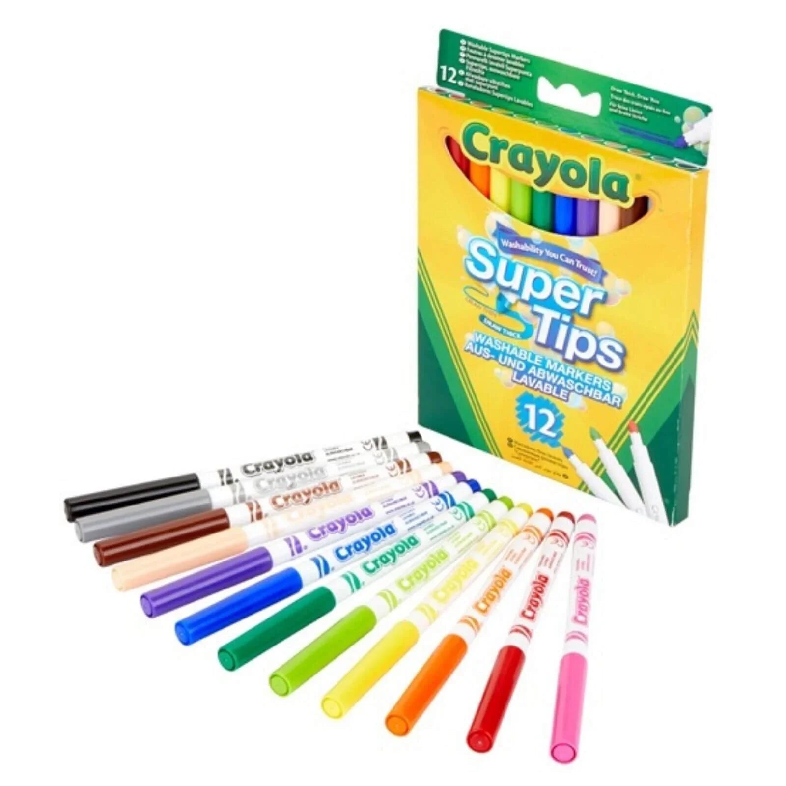 Crayola 12 Bright Supertips - mezetto ebebek ebebek