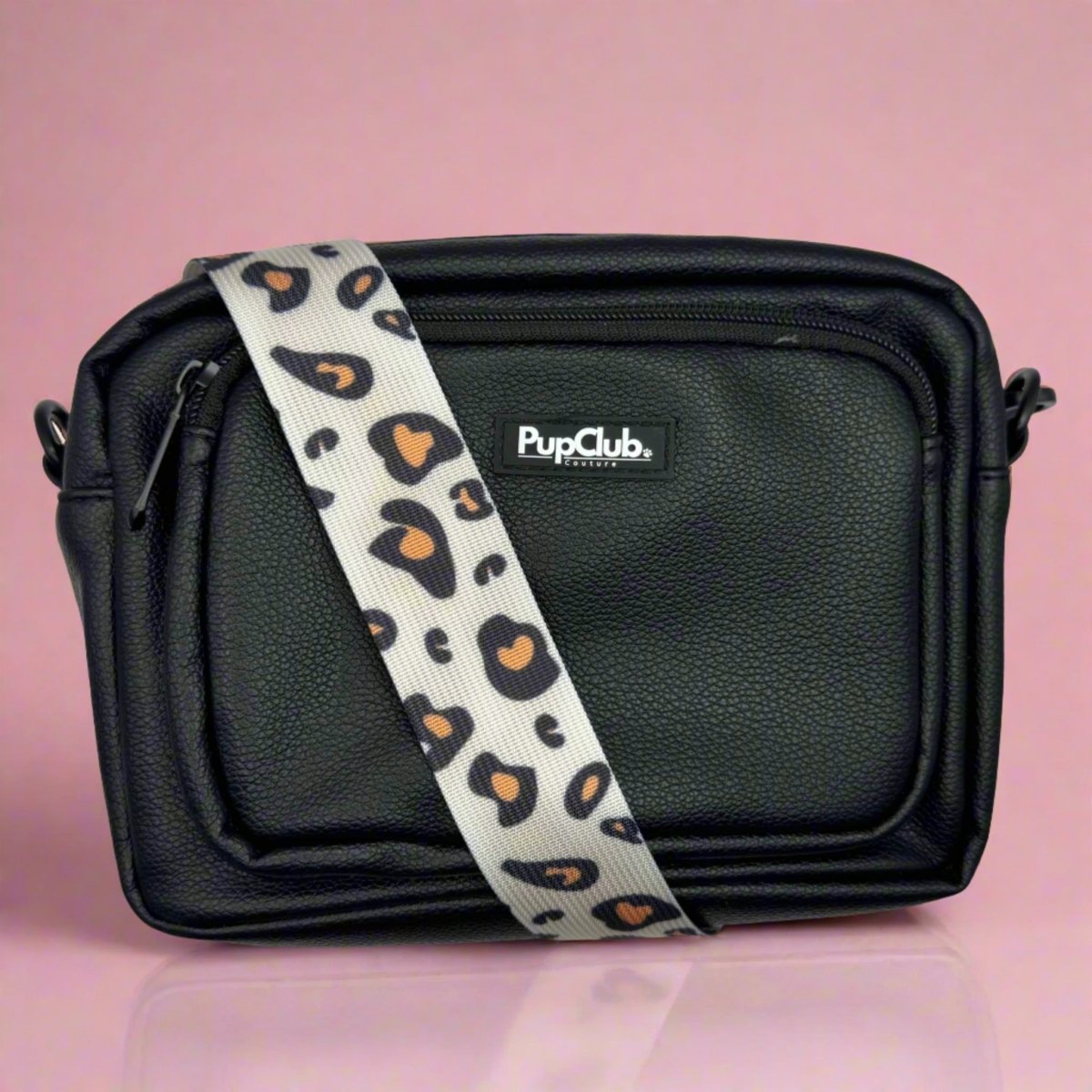 Crossbody Dog Walking Bag - Vegan Leather Black - mezetto PupClub Couture PupClub Couture
