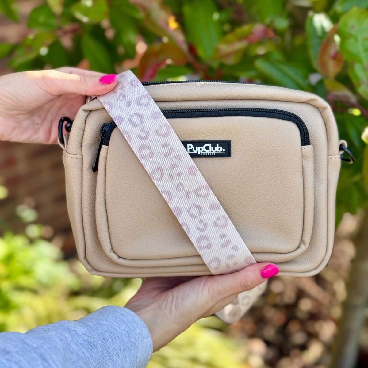 Crossbody Dog Walking Bag - Vegan Leather Tan - mezetto PupClub Couture PupClub Couture