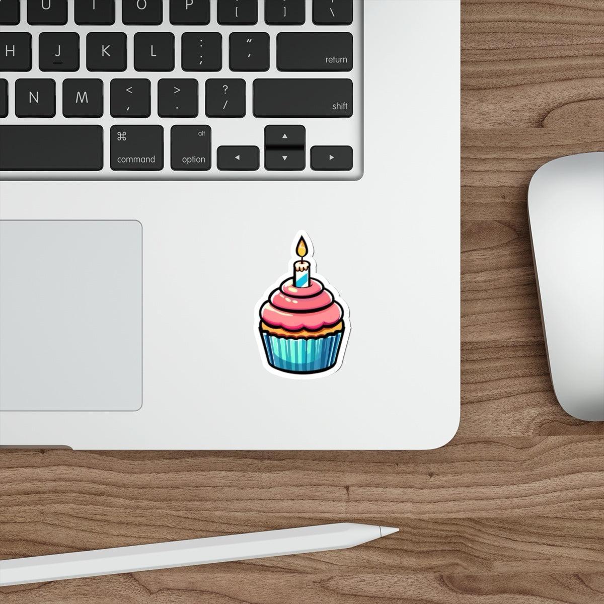 Cupcake Sticker – Handmade Birthday Candle Vinyl Decal - mezetto KEOLIX KEOLIX