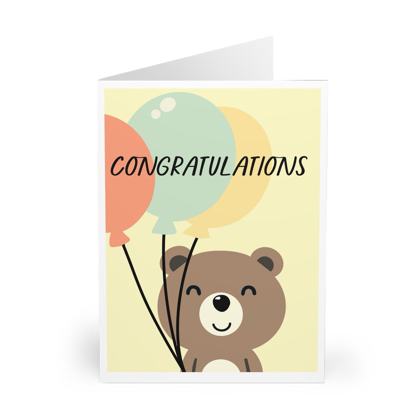 Cute Congratulations Card – Bear with Balloons Design - mezetto KEOLIX KEOLIX