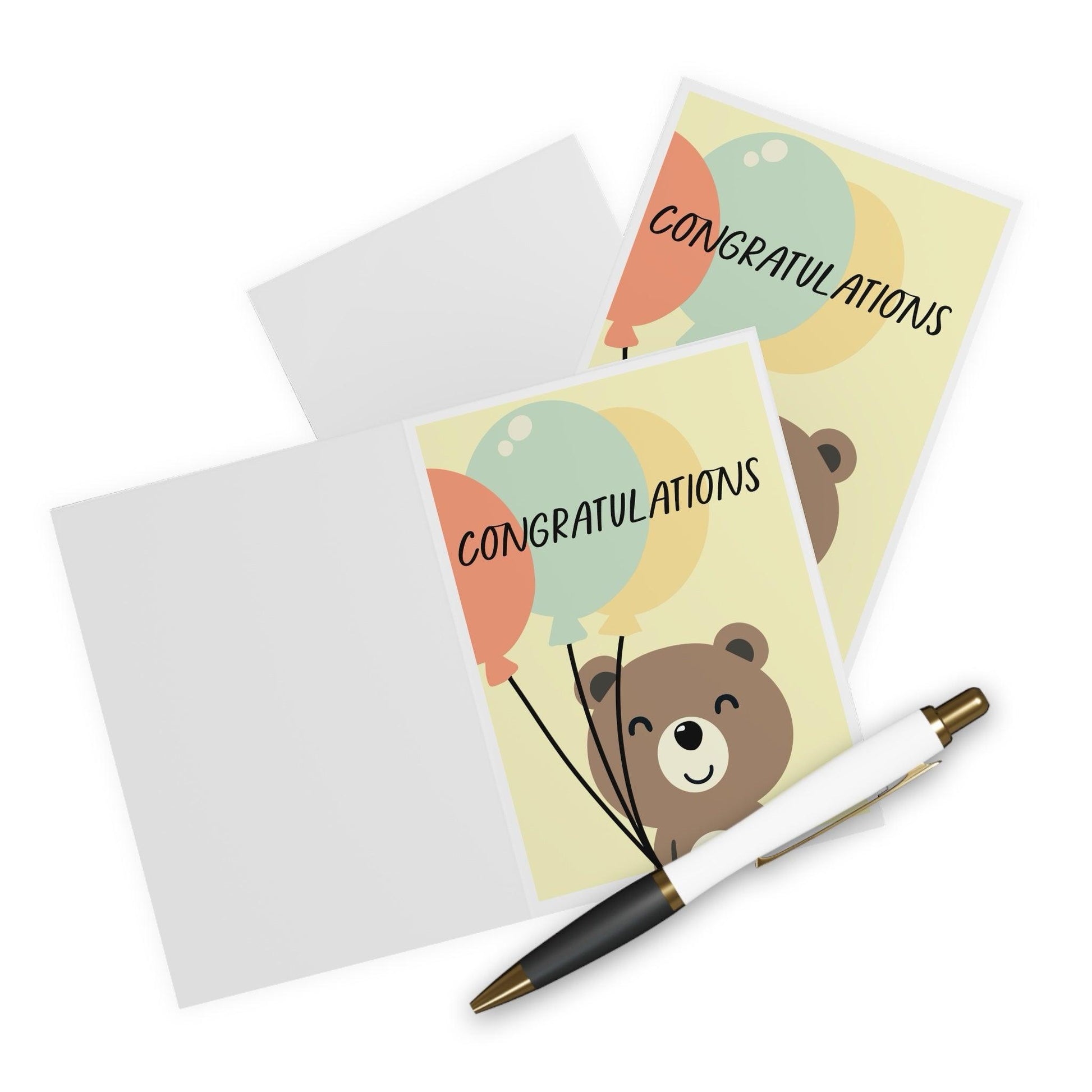 Cute Congratulations Card – Bear with Balloons Design - mezetto KEOLIX KEOLIX