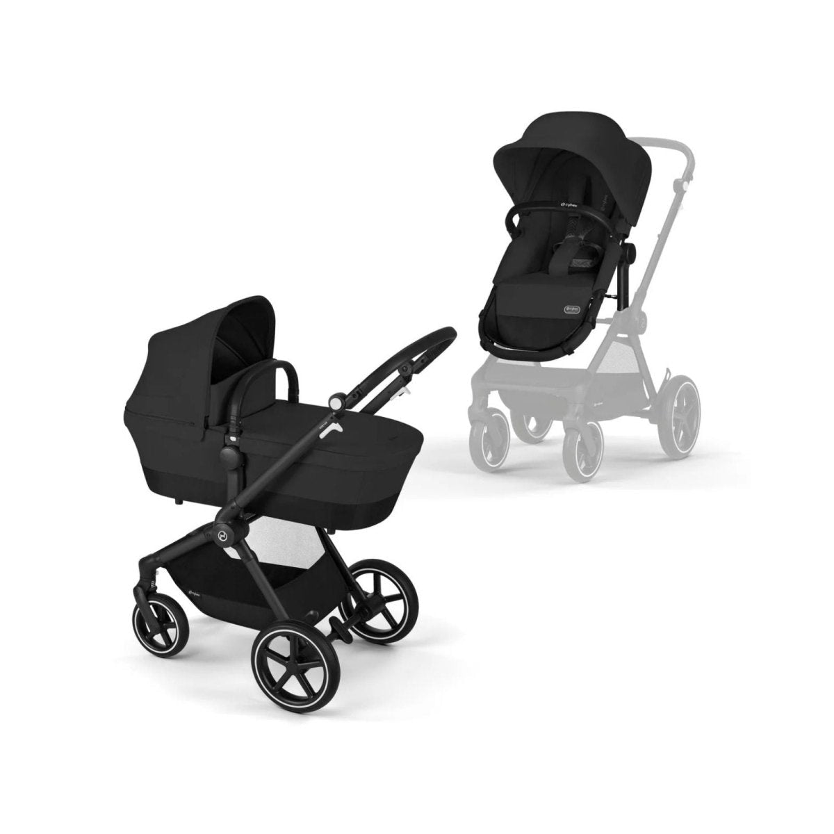 Cybex EOS Lux Silver 2 - in - 1 Pushchair - Moon Black - mezetto ebebek ebebek