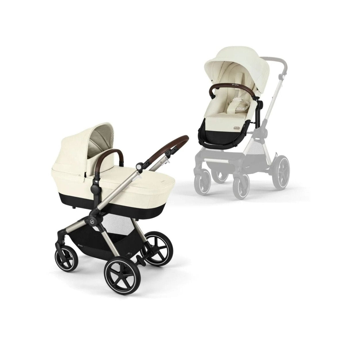 Cybex Eos Lux Silver 2 - in - 1 Pushchair - Seashell Beige - mezetto ebebek ebebek