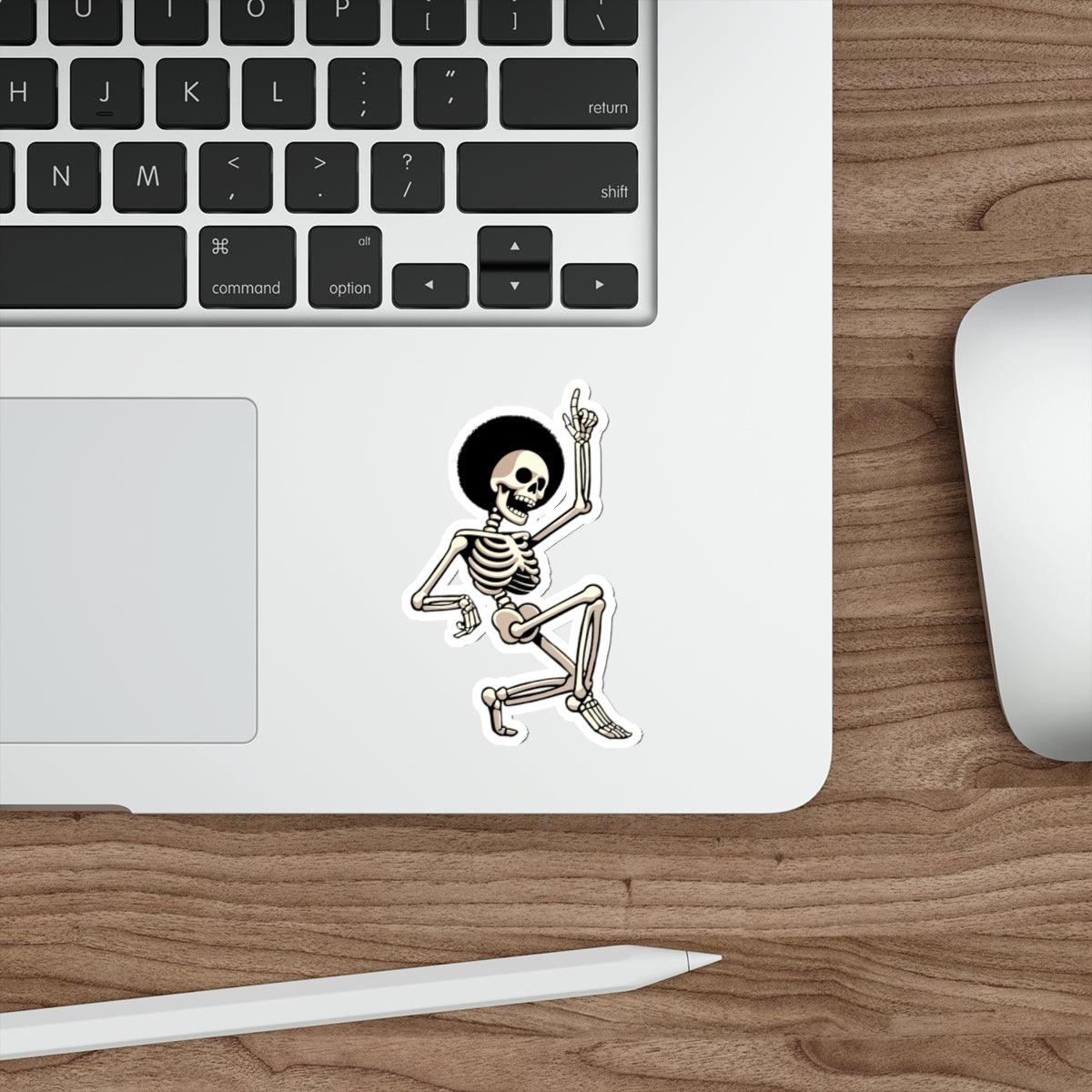 Dancing Skeleton with Afro Sticker – Retro Funk Vibes - mezetto KEOLIX KEOLIX