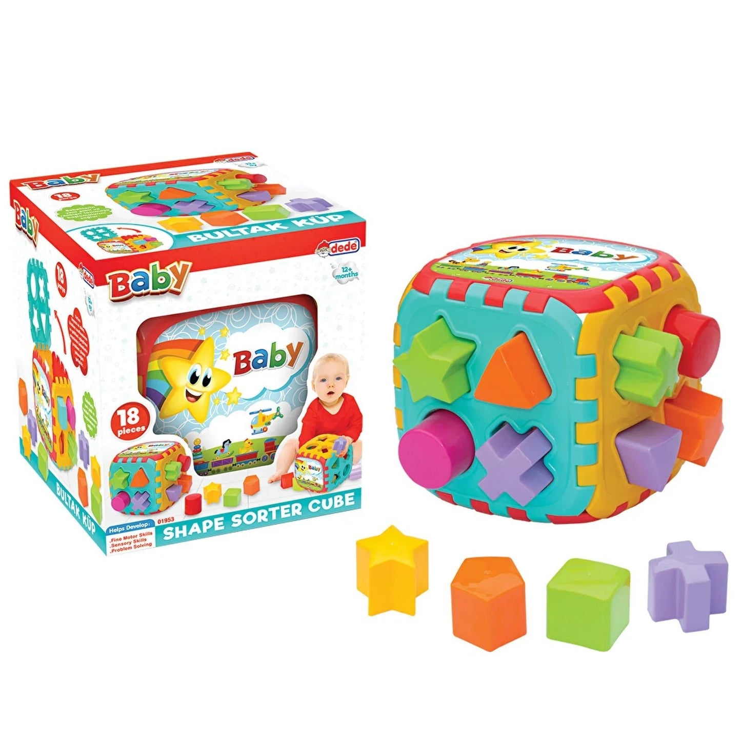 Dede Baby Puzzle Big Shape Sorter Cube - mezetto ebebek ebebek