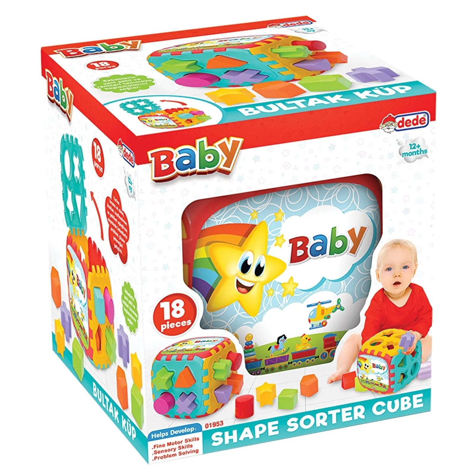 Dede Baby Puzzle Big Shape Sorter Cube - mezetto ebebek ebebek