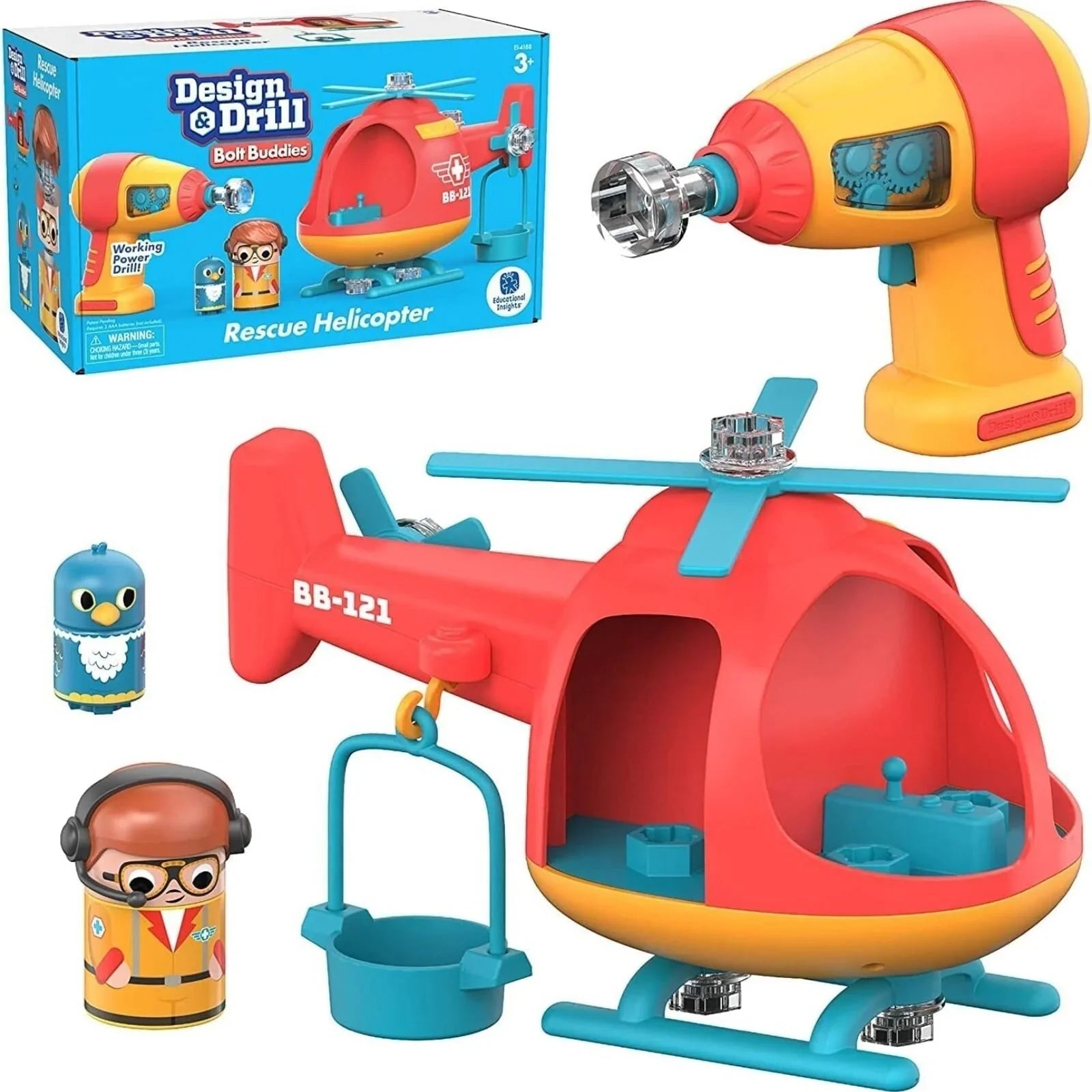 Design&Drill Bolt Buddies Police Helicopter - mezetto ebebek ebebek