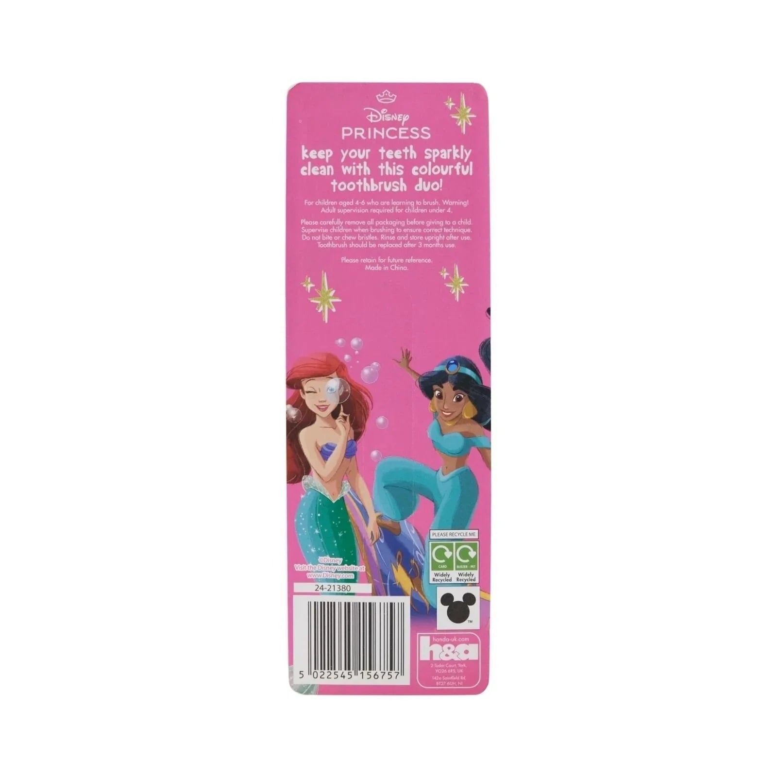 Disney Princess Toothbrushes Pack of 2 - mezetto ebebek ebebek