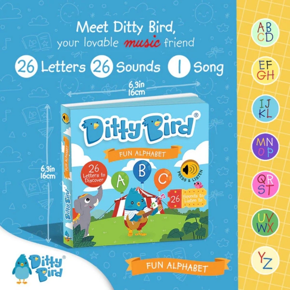 Ditty Bird ABC Fun Alphabet Book - mezetto ebebek ebebek