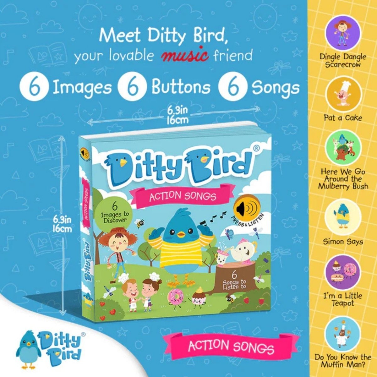 Ditty Bird Action Songs Book - mezetto ebebek ebebek