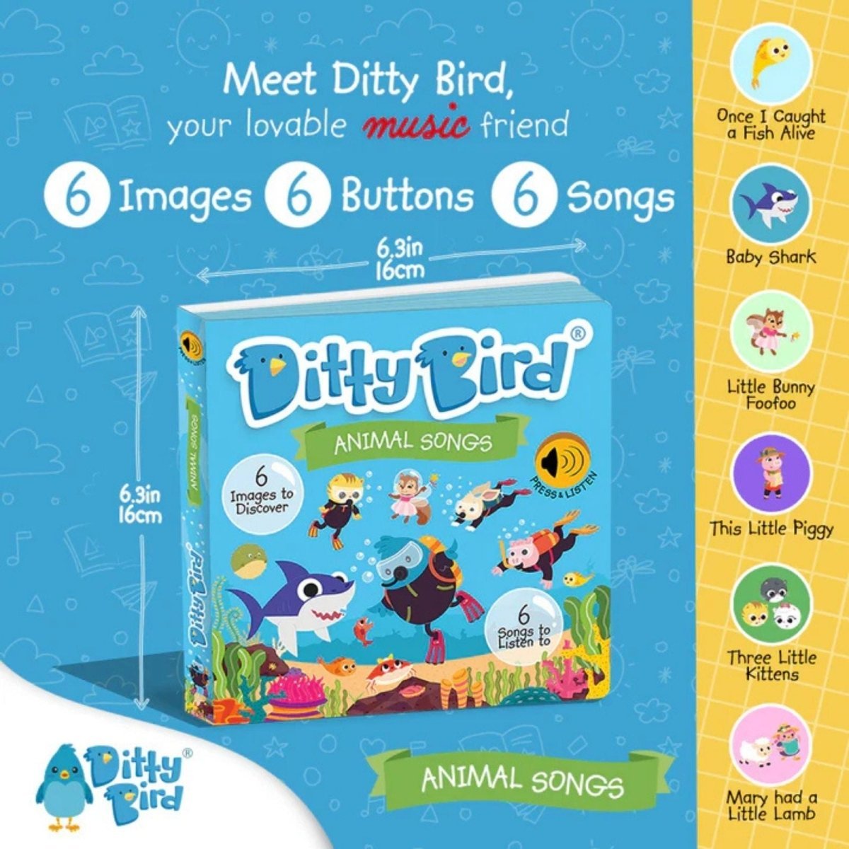 Ditty Bird Animal Songs Book - mezetto ebebek ebebek
