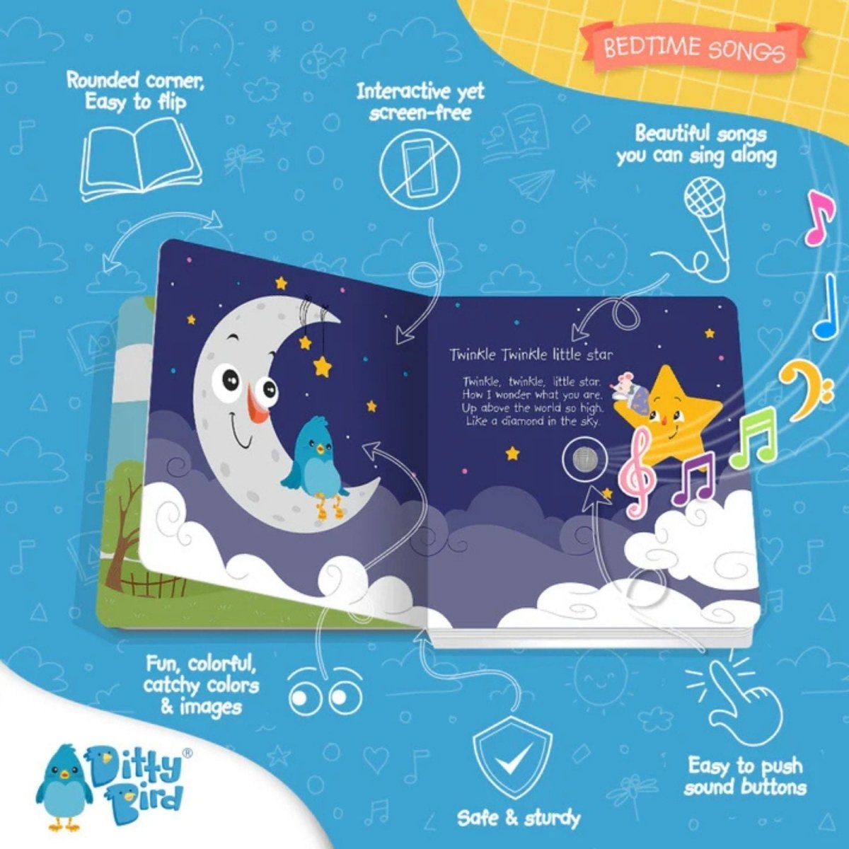 Ditty Bird Bedtime Songs Book - mezetto ebebek ebebek