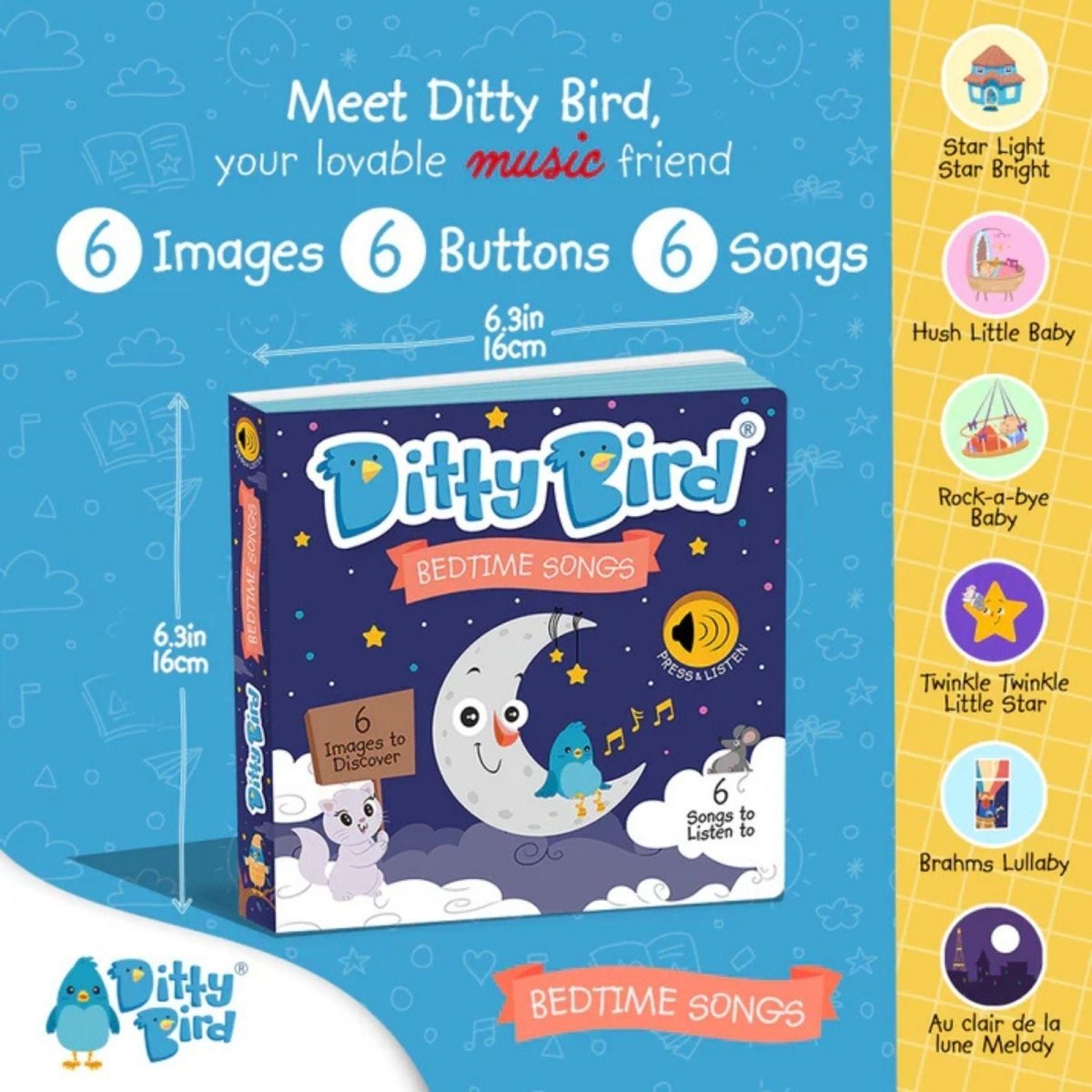 Ditty Bird Bedtime Songs Book - mezetto ebebek ebebek