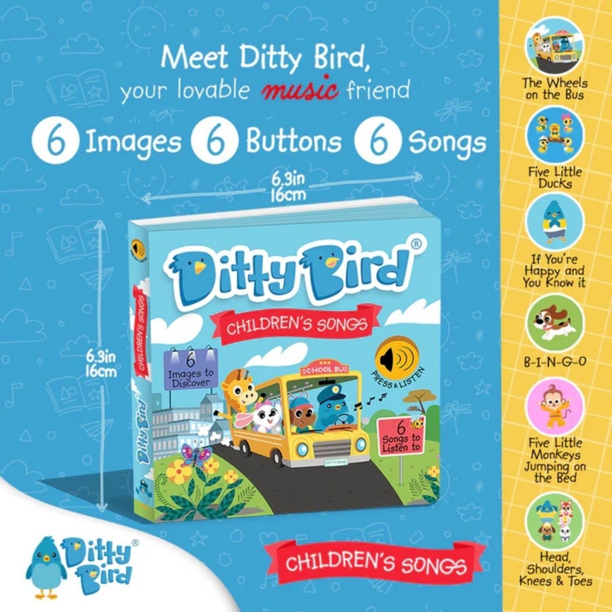 Ditty Bird Children's Songs Book - mezetto ebebek ebebek