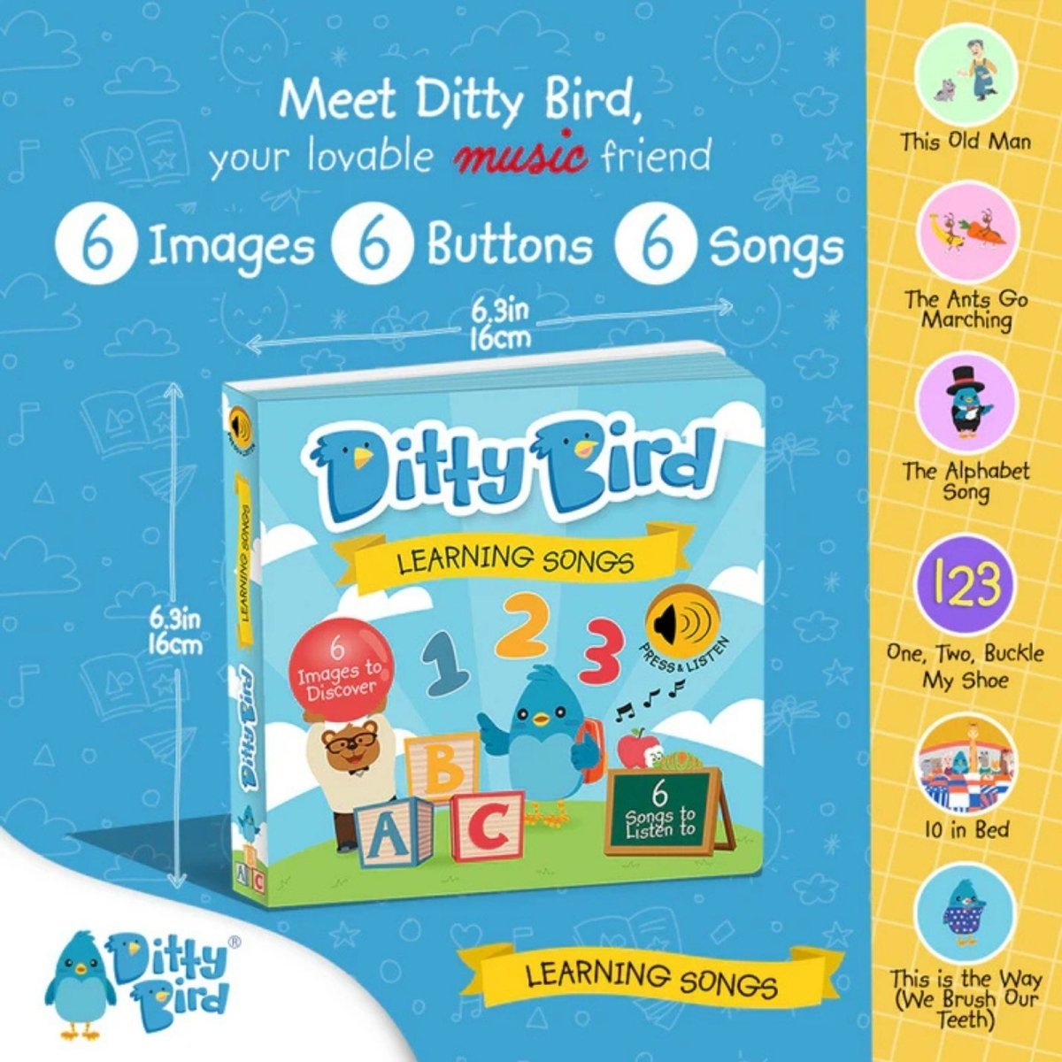 Ditty Bird Learning Songs Book - mezetto ebebek ebebek