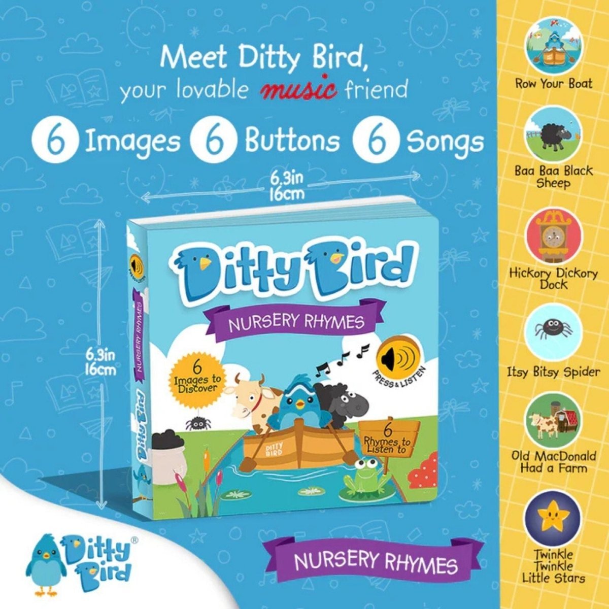 Ditty Bird Nursery Rhymes Book - mezetto ebebek ebebek