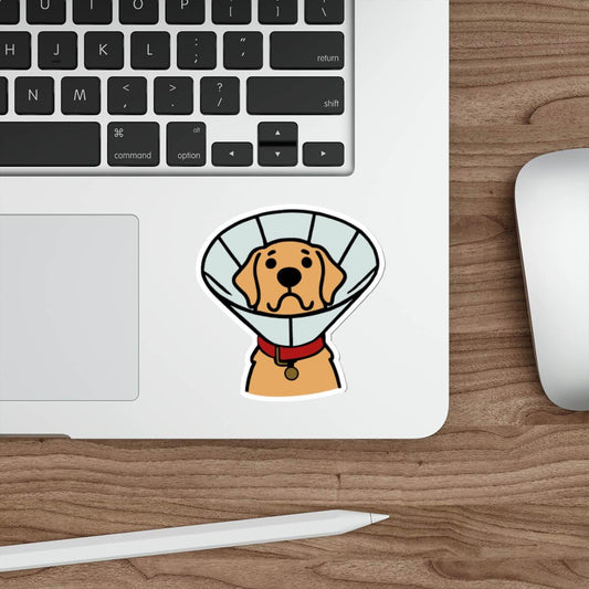 Dog Cone Cartoon Sticker – Golden Retriever Design - mezetto KEOLIX KEOLIX