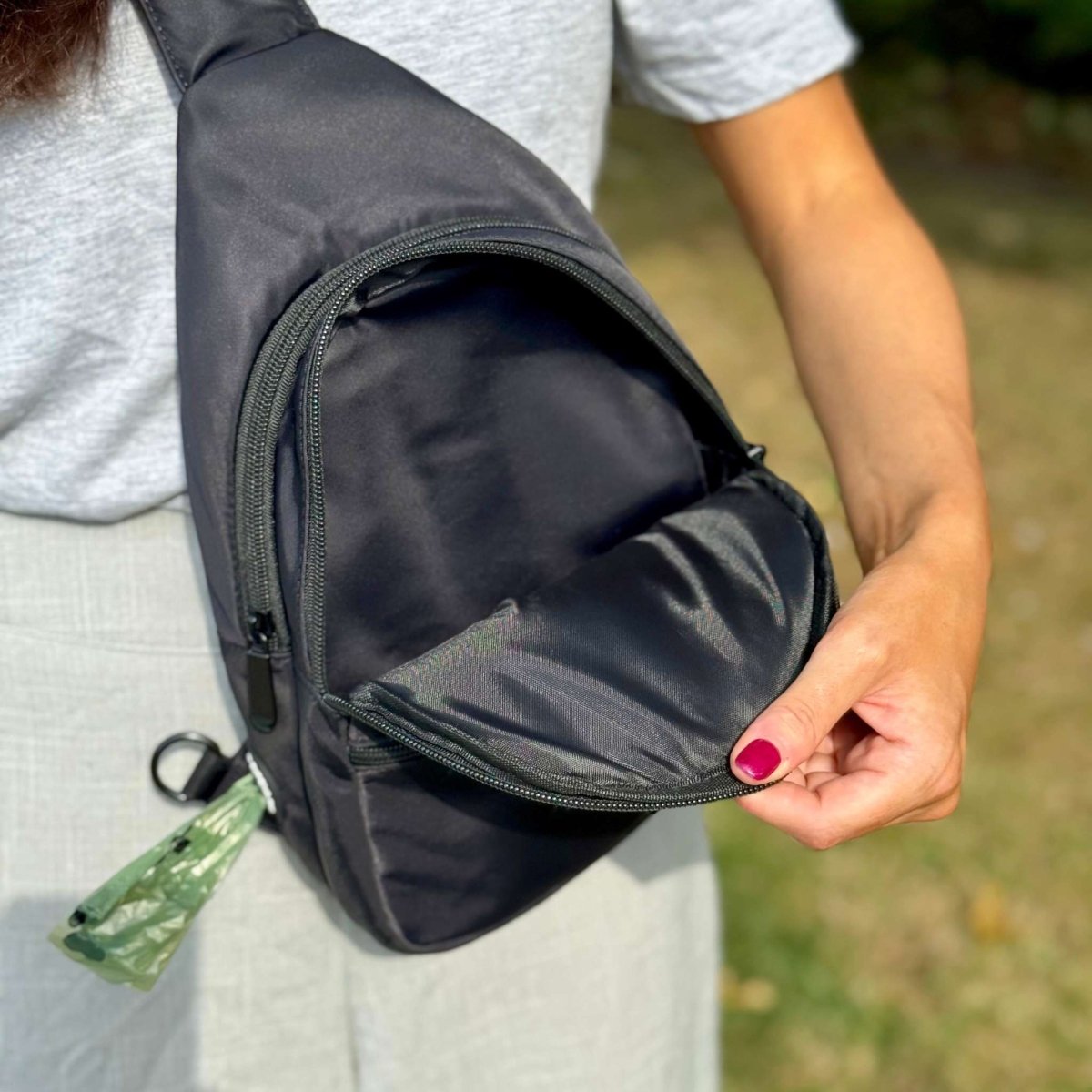 Dog Walking Sling Backpack - Black - mezetto PupClub Couture PupClub Couture