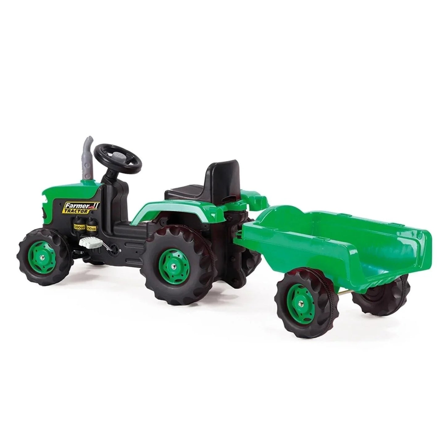 Dolu Ride On Pedal Tractor & Trailer - Green - mezetto ebebek ebebek