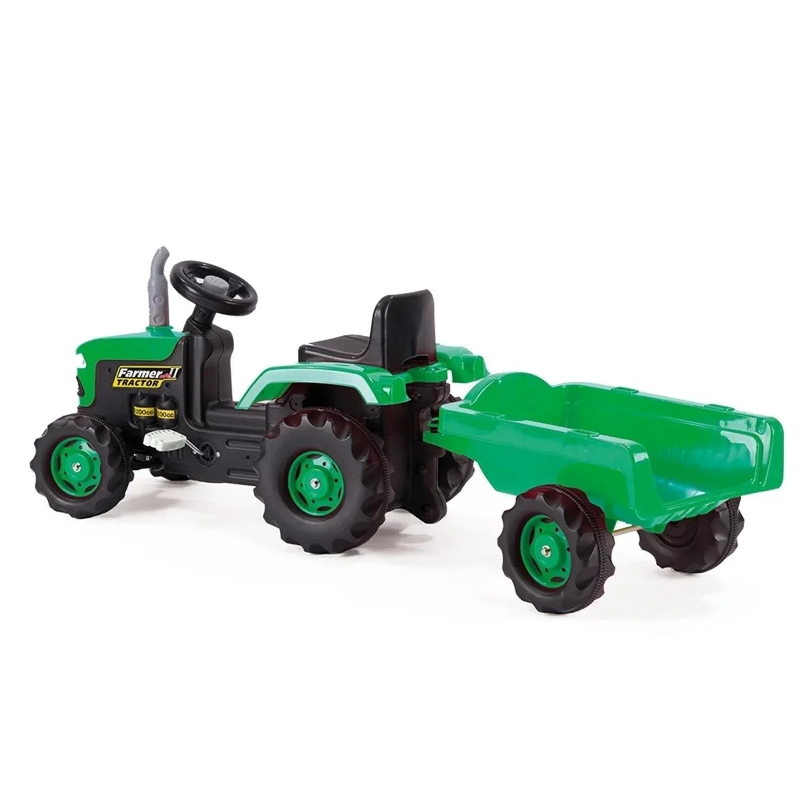 Dolu Ride On Pedal Tractor & Trailer - Green - mezetto ebebek ebebek