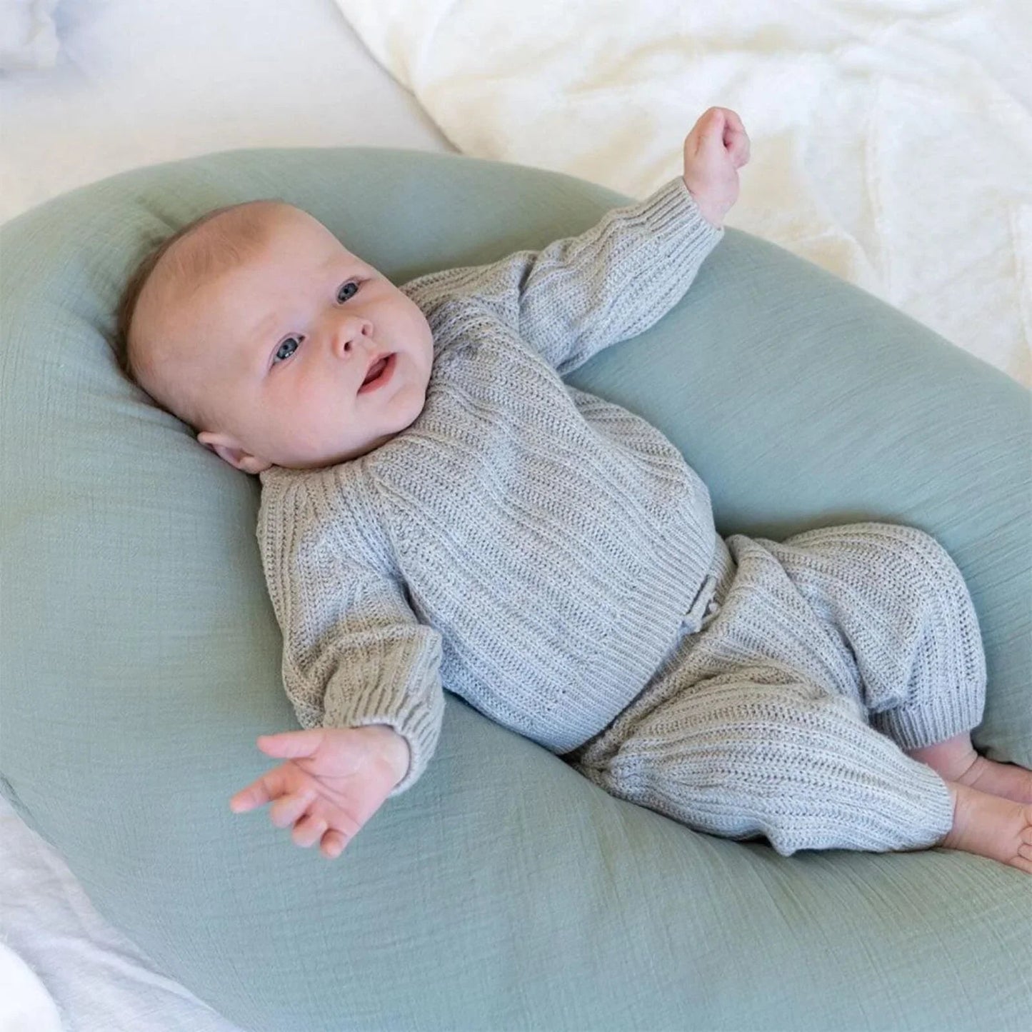 Doomoo Comfy Big Muslin Maternity Pillow - Green - mezetto ebebek ebebek