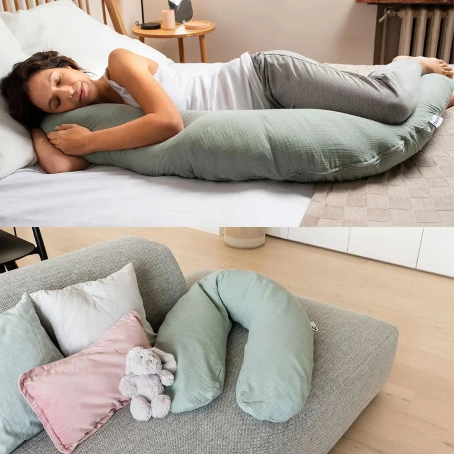 Doomoo Comfy Big Muslin Maternity Pillow - Green - mezetto ebebek ebebek