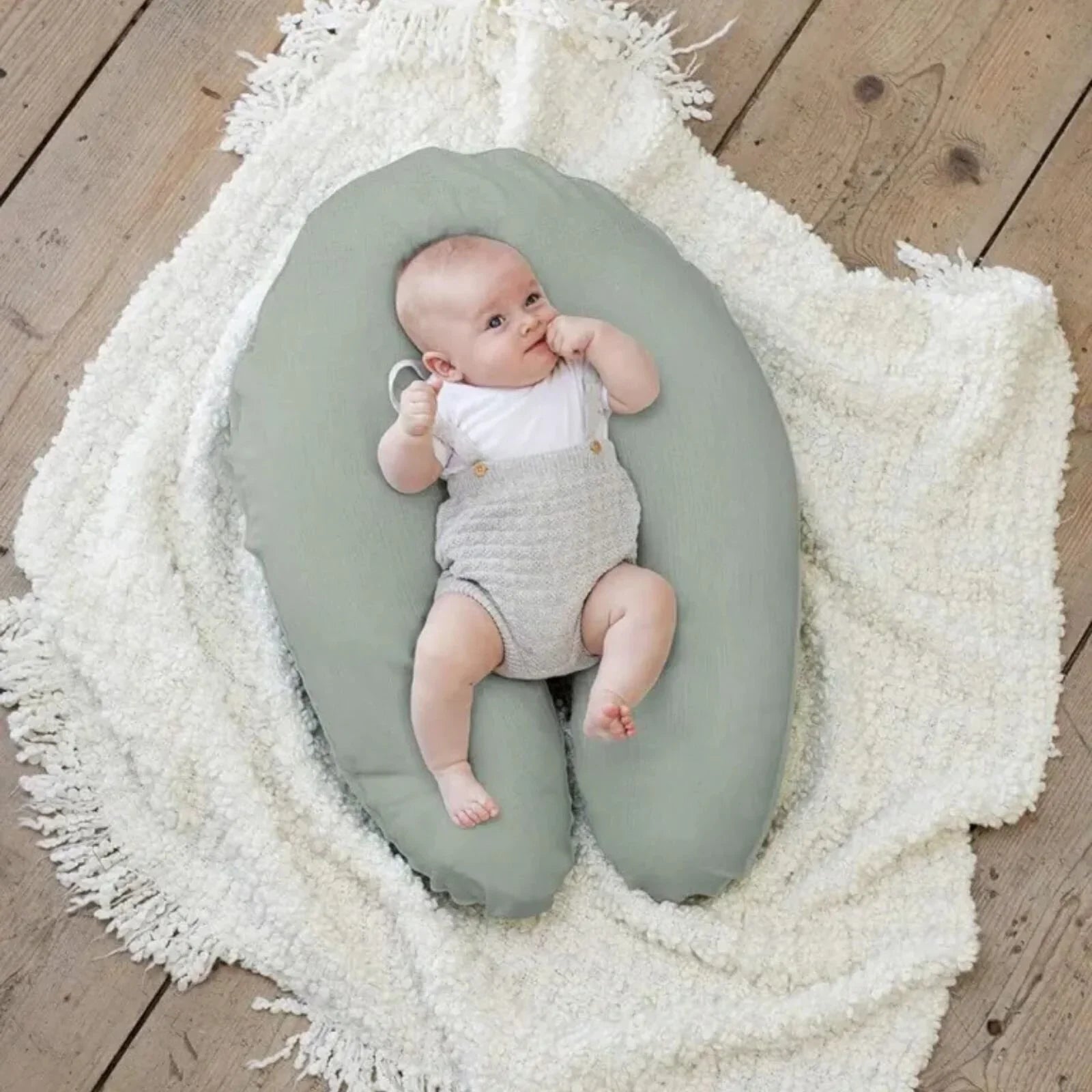 Doomoo Comfy Big Muslin Maternity Pillow - Green - mezetto ebebek ebebek