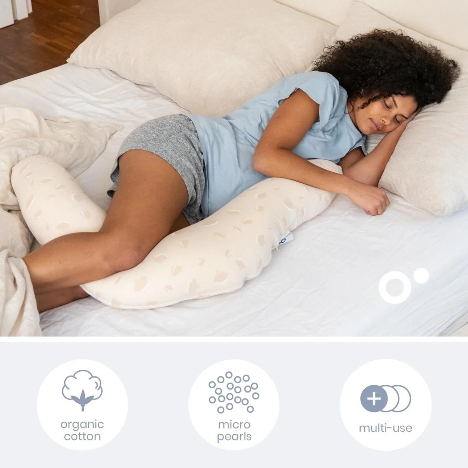 Doomoo Twisty 2 - in - 1 Petals Pregnancy Pillow - Latte - mezetto ebebek ebebek