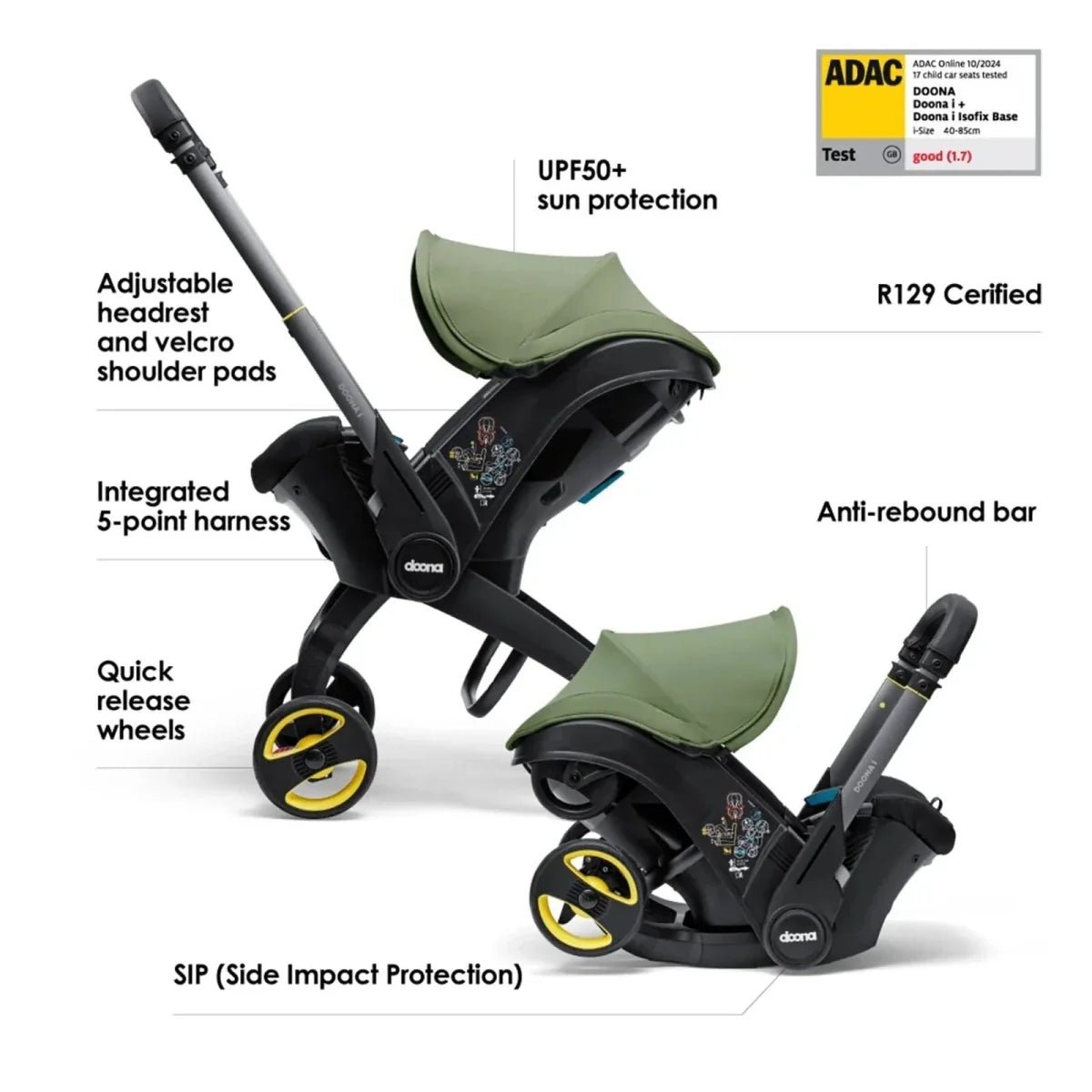 Doona i Infant Car Seat & Stroller - Desert Green - mezetto ebebek ebebek