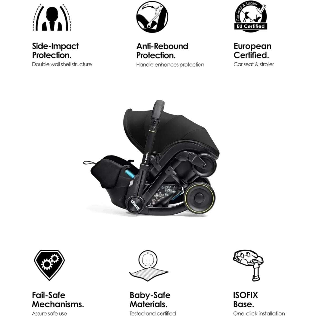 Doona X Infant Car Seat & Stroller - Nitro Black - mezetto ebebek ebebek