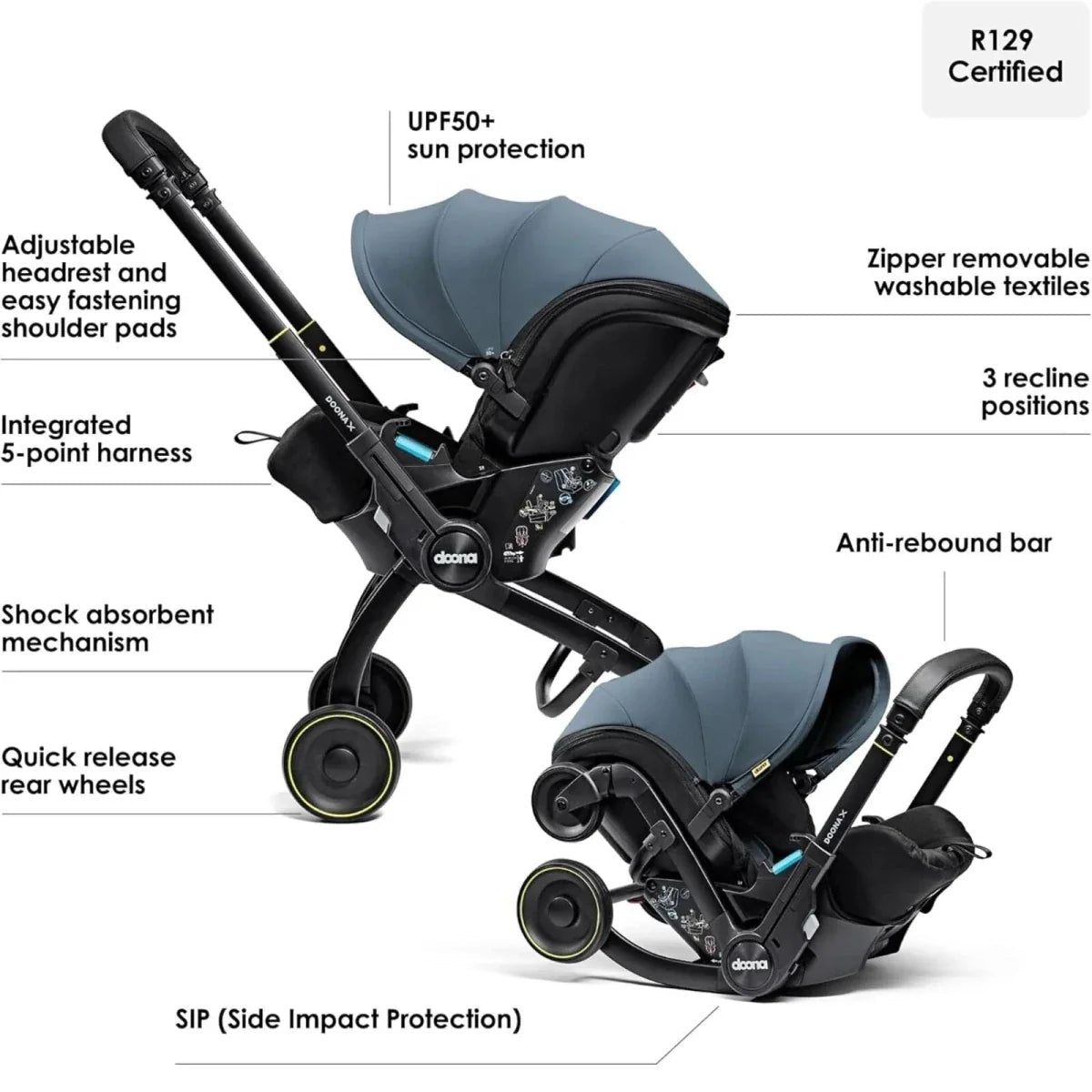 Doona X Infant Car Seat & Stroller - Ocean Blue - mezetto ebebek ebebek