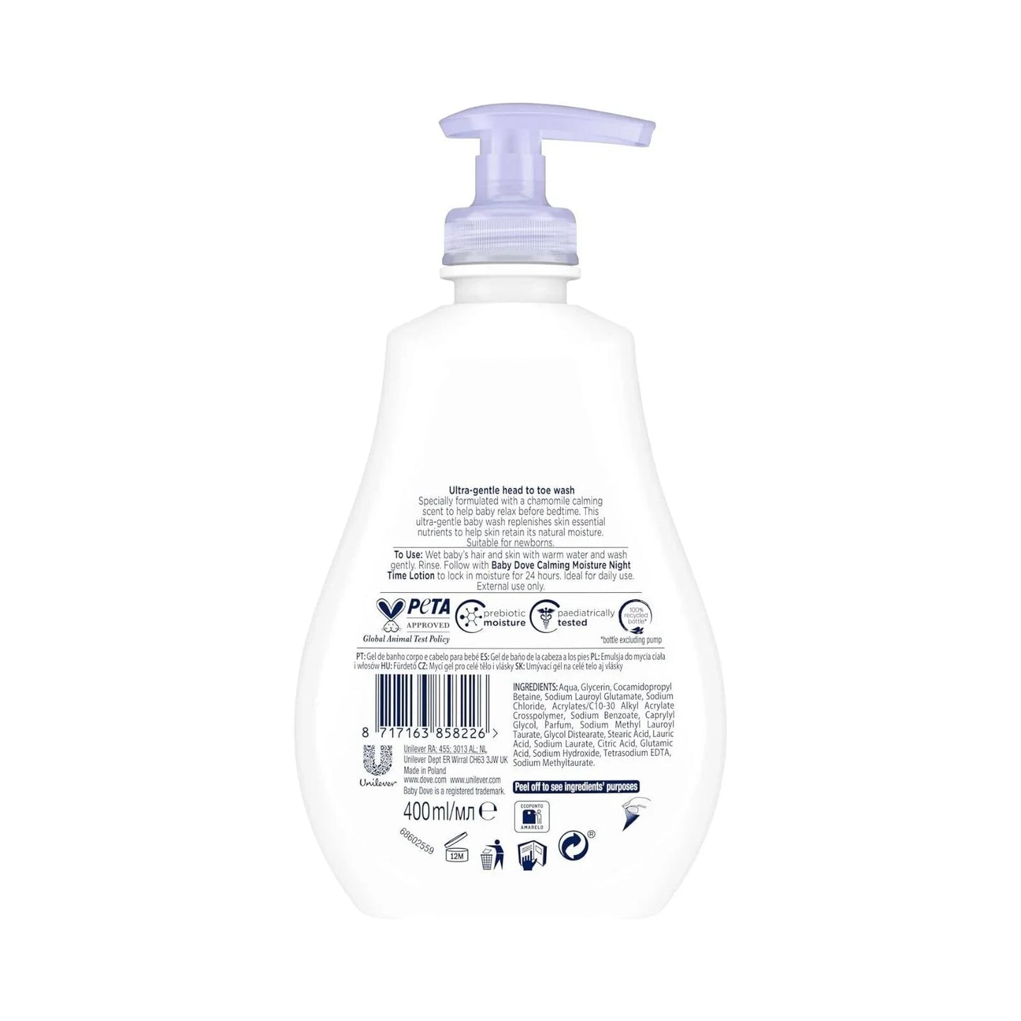 Dove Baby Calming Moisture Night Time Sensitive Wash 400ml - mezetto ebebek ebebek