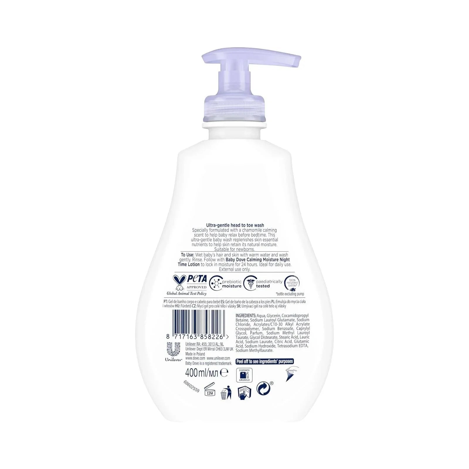 Dove Baby Calming Moisture Night Time Sensitive Wash 400ml - mezetto ebebek ebebek