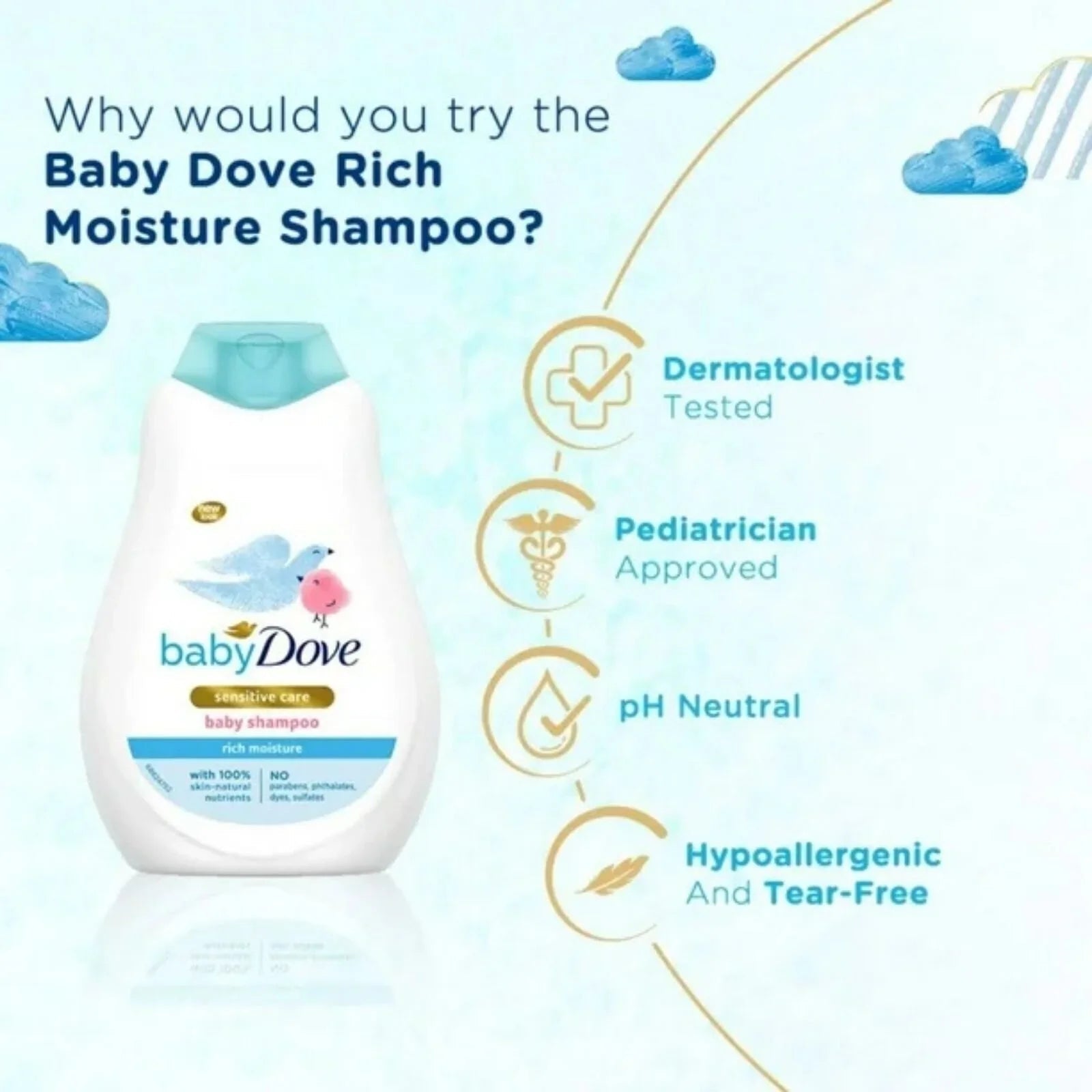 Dove Baby Rich Moisture Baby Shampoo 400ml - mezetto ebebek ebebek