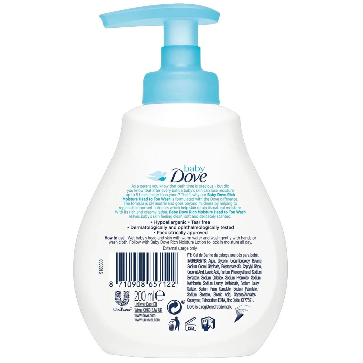 Dove Baby Rich Moisture Head to Toe Wash 200ml - mezetto ebebek ebebek