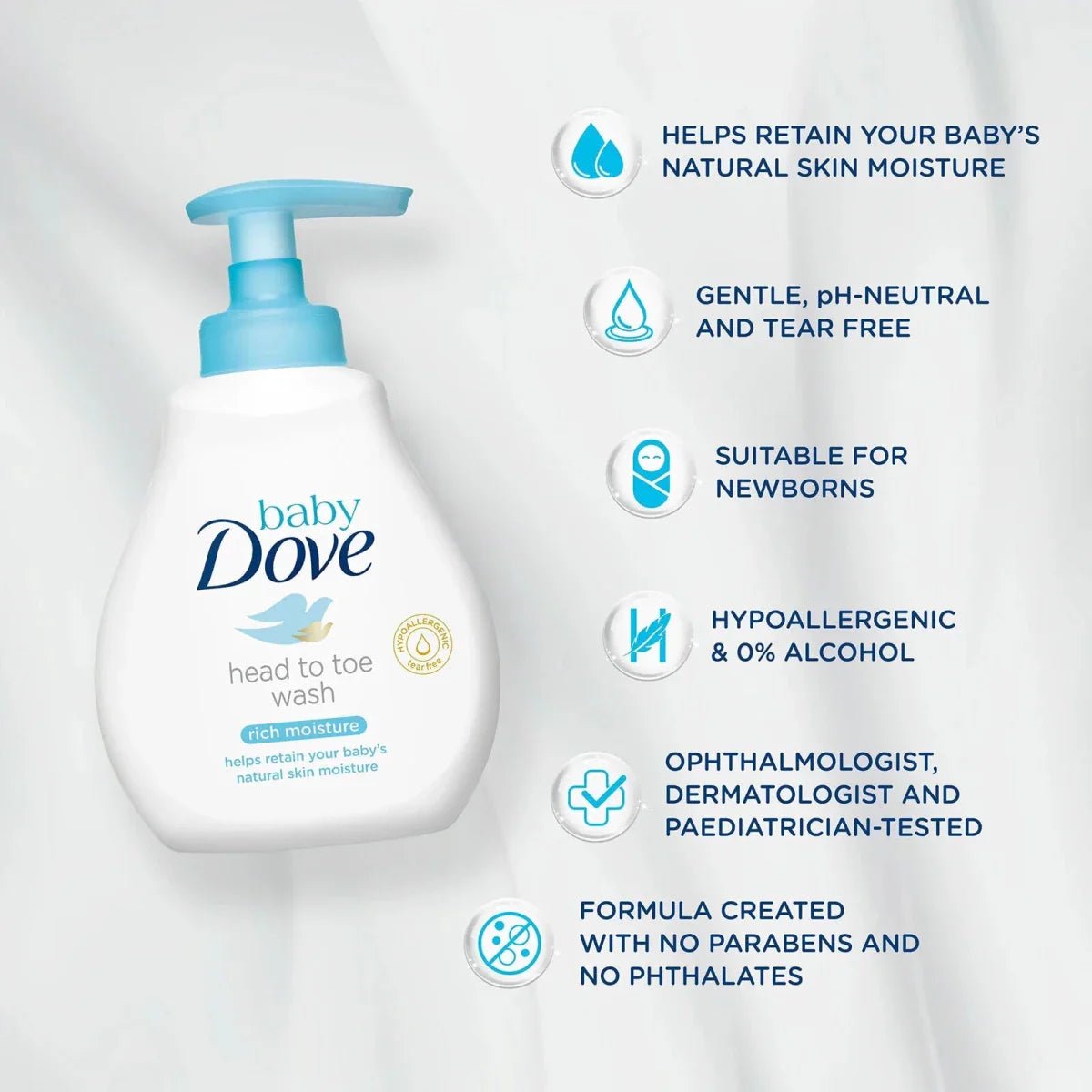 Dove Baby Rich Moisture Head to Toe Wash 200ml - mezetto ebebek ebebek