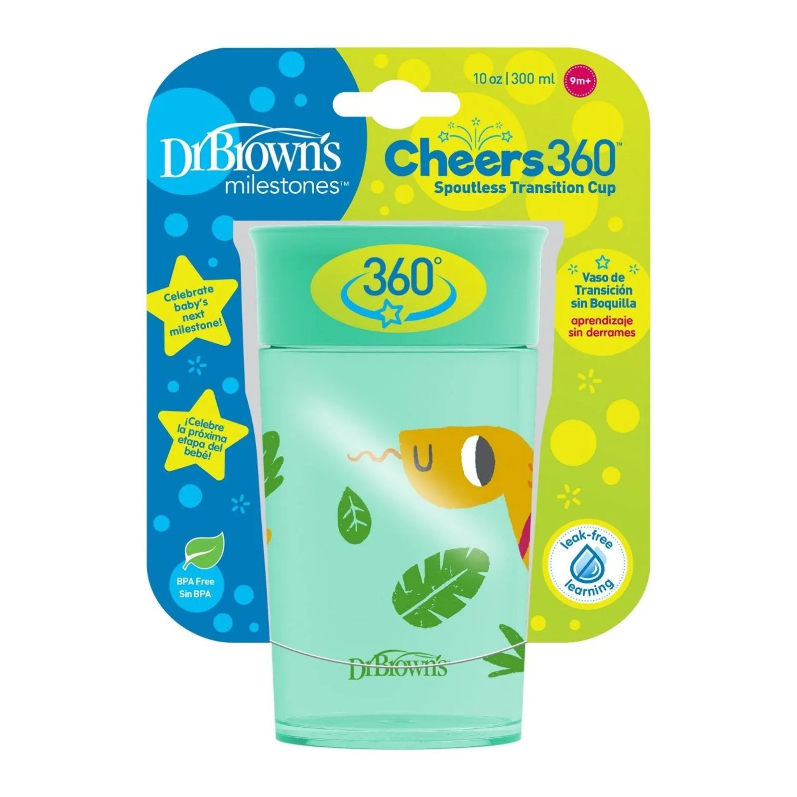 Dr. Brown's Milestones Cheers 360 Cup 300ml - Green - mezetto ebebek ebebek