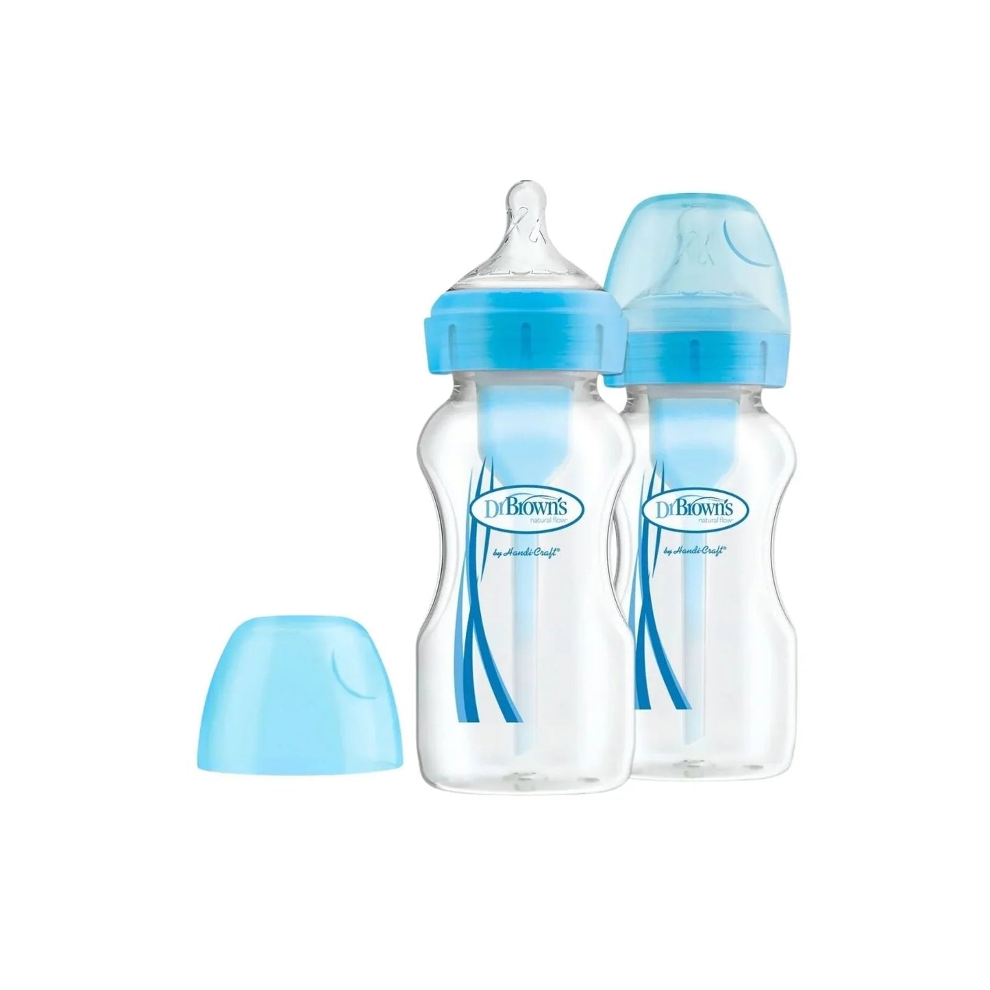 Dr. Brown's Options+ Anti - Colic Baby Bottle Wide Neck Blue 270ml Pack of 2 - mezetto ebebek ebebek