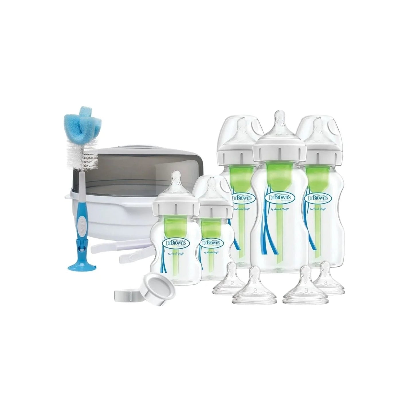 Dr. Brown's Options+ Anti - Colic Baby Bottle Wide Neck Newborn Gift Starter Set - mezetto ebebek ebebek