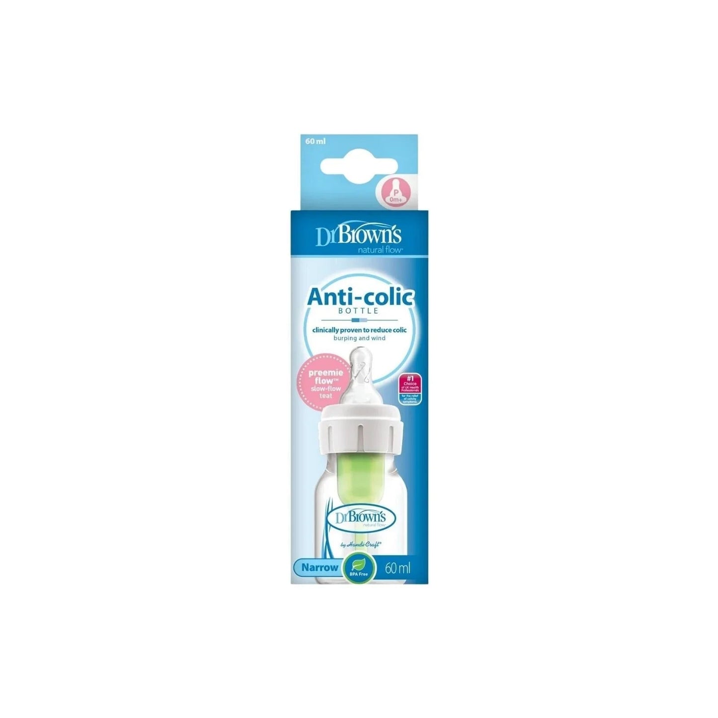 Dr. Brown's Options+ Anti - Colic Narrow Neck Baby Bottle Premature Flow Level 60ml - mezetto ebebek ebebek