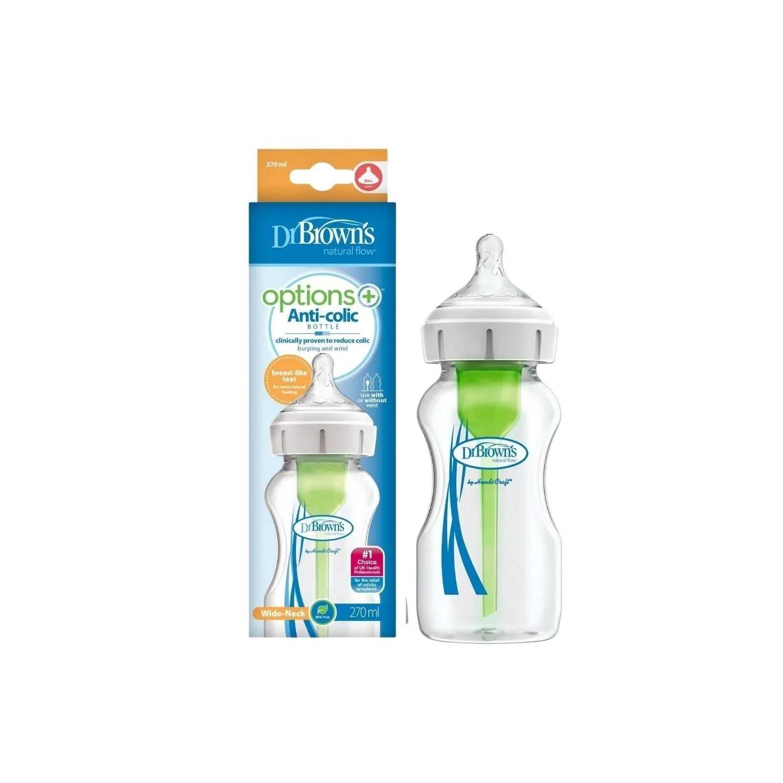 Dr. Brown's Options+ Anti - Colic Wide Neck Baby Bottle 270ml - mezetto ebebek ebebek