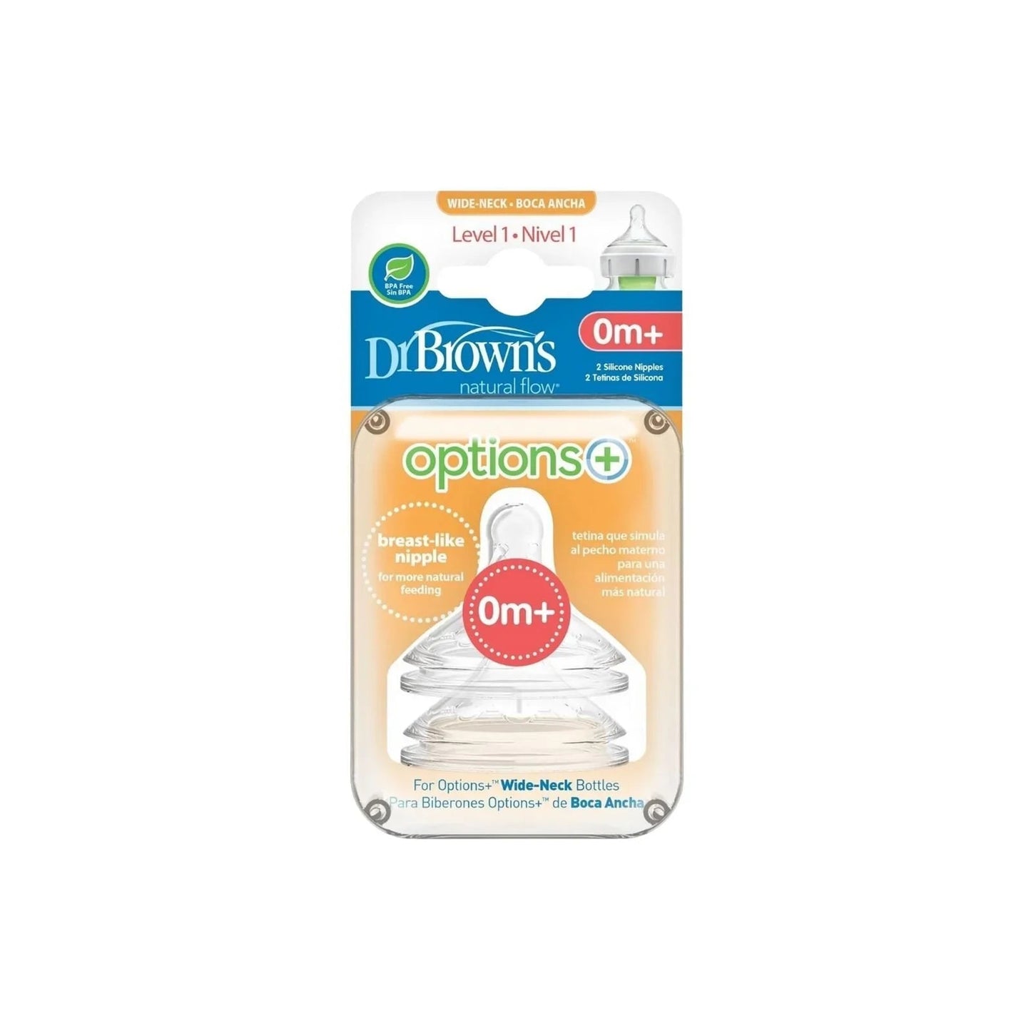 Dr. Brown's Options+ Baby Bottle Teats Level 1 Wide Neck 0+ months - mezetto ebebek ebebek