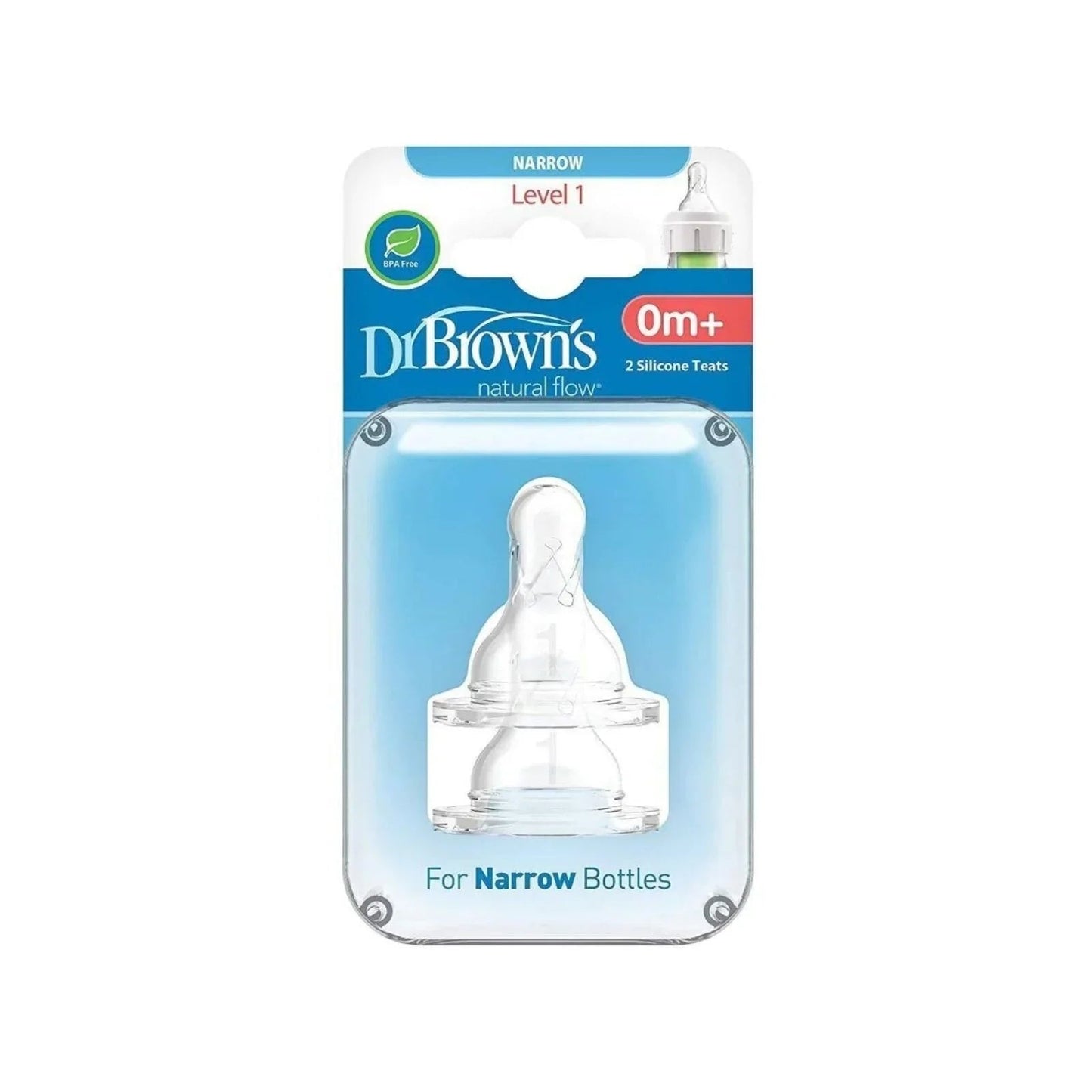 Dr. Brown's Options+ Narrow Neck Level 1 Teats 0+ months Pack of 2 - mezetto ebebek ebebek