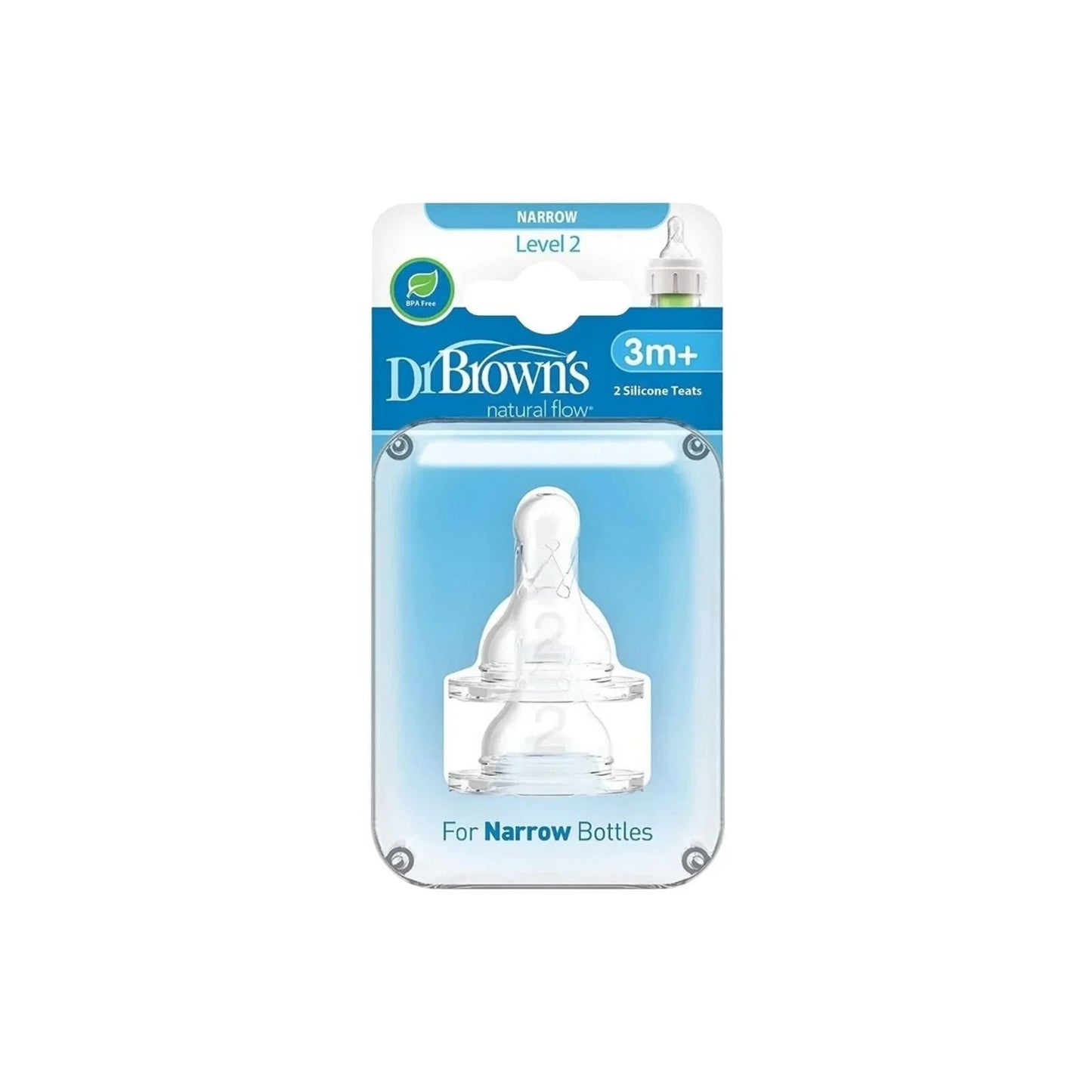 Dr. Brown's Options+ Narrow Neck Level 2 Teats 3+ months Pack of 2 - mezetto ebebek ebebek