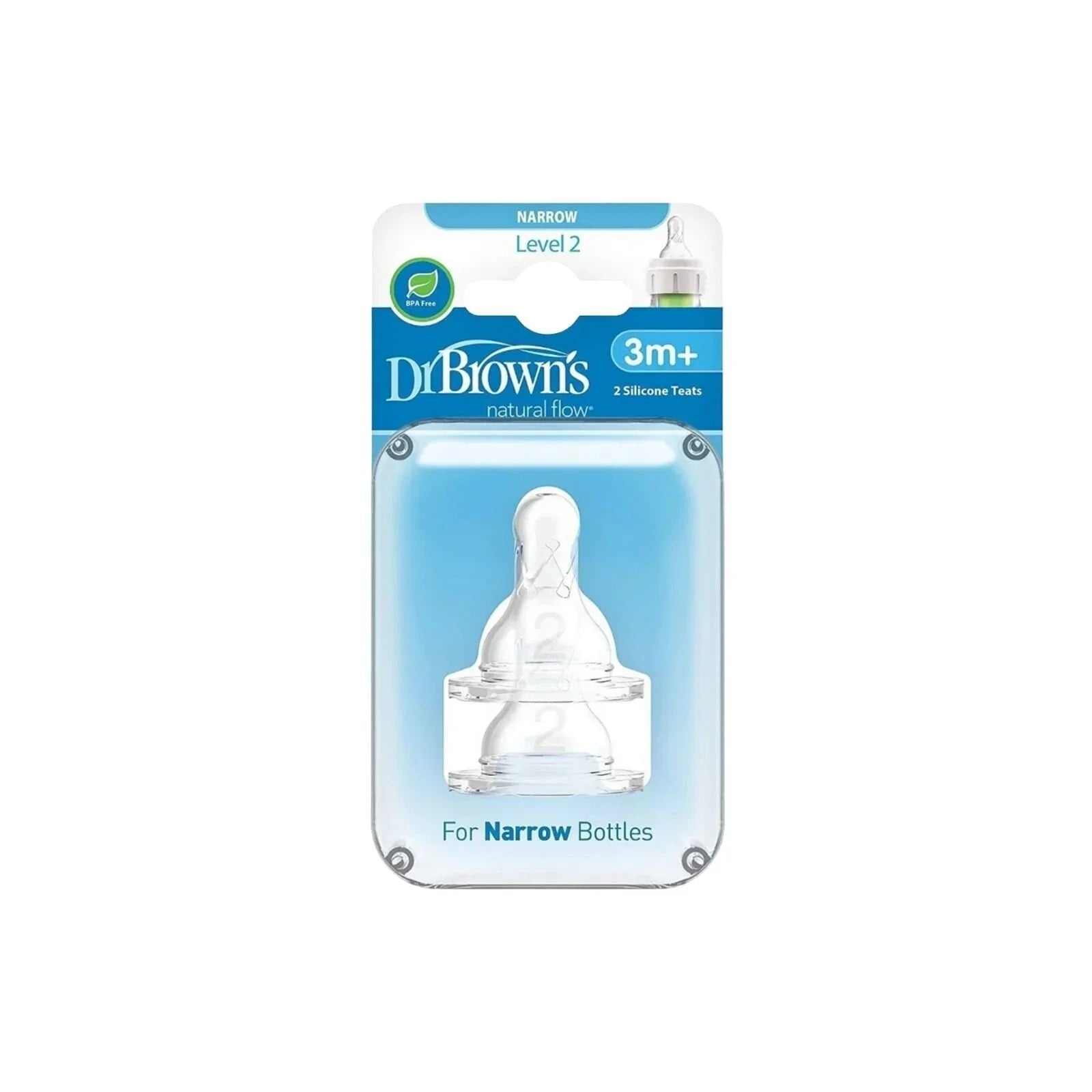 Dr. Brown's Options+ Narrow Neck Level 2 Teats 3+ months Pack of 2 - mezetto ebebek ebebek