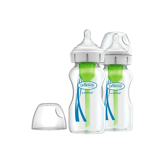 Dr. Brown's Options+ Wide Neck Anti - Colic Glass Bottle 270ml Pack of 2 - mezetto ebebek ebebek