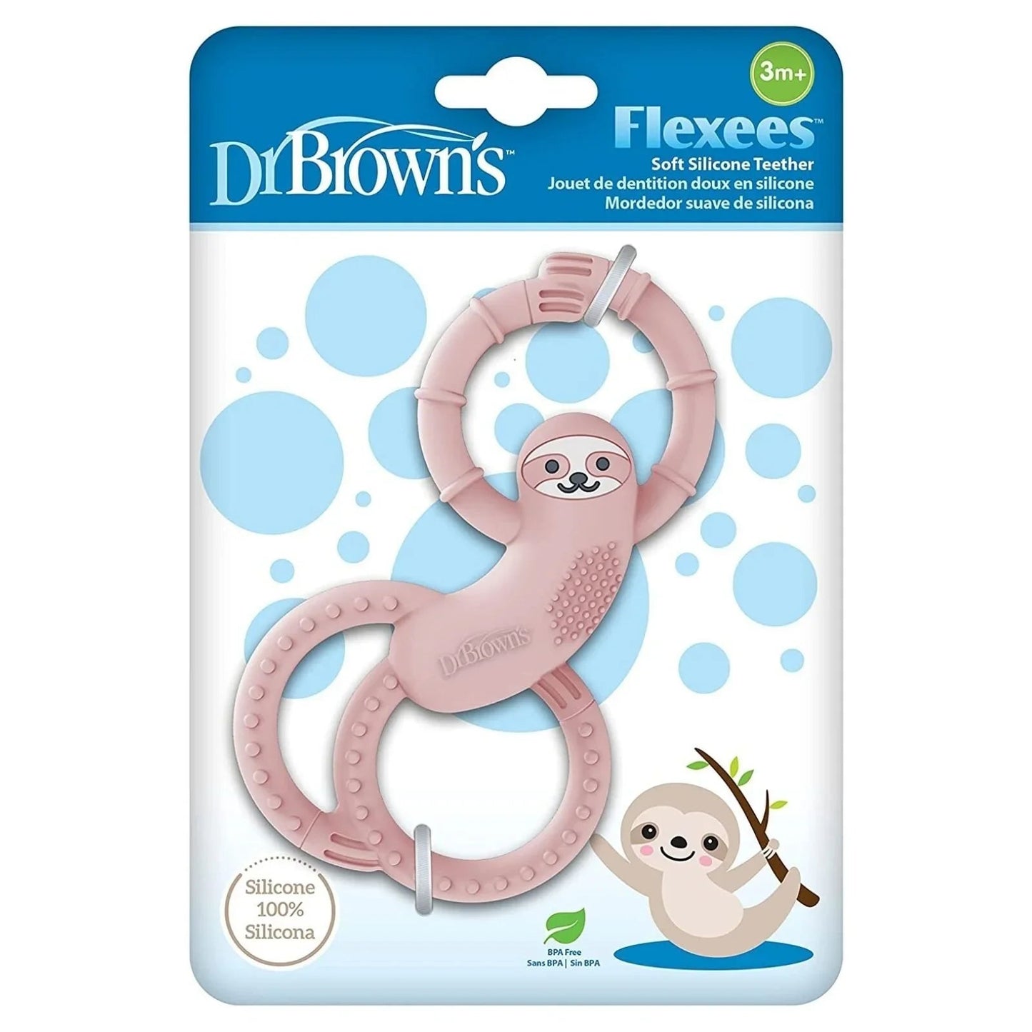 Dr. Brown's Sloth Long Limbed Teether 3+ months - Pink - mezetto ebebek ebebek