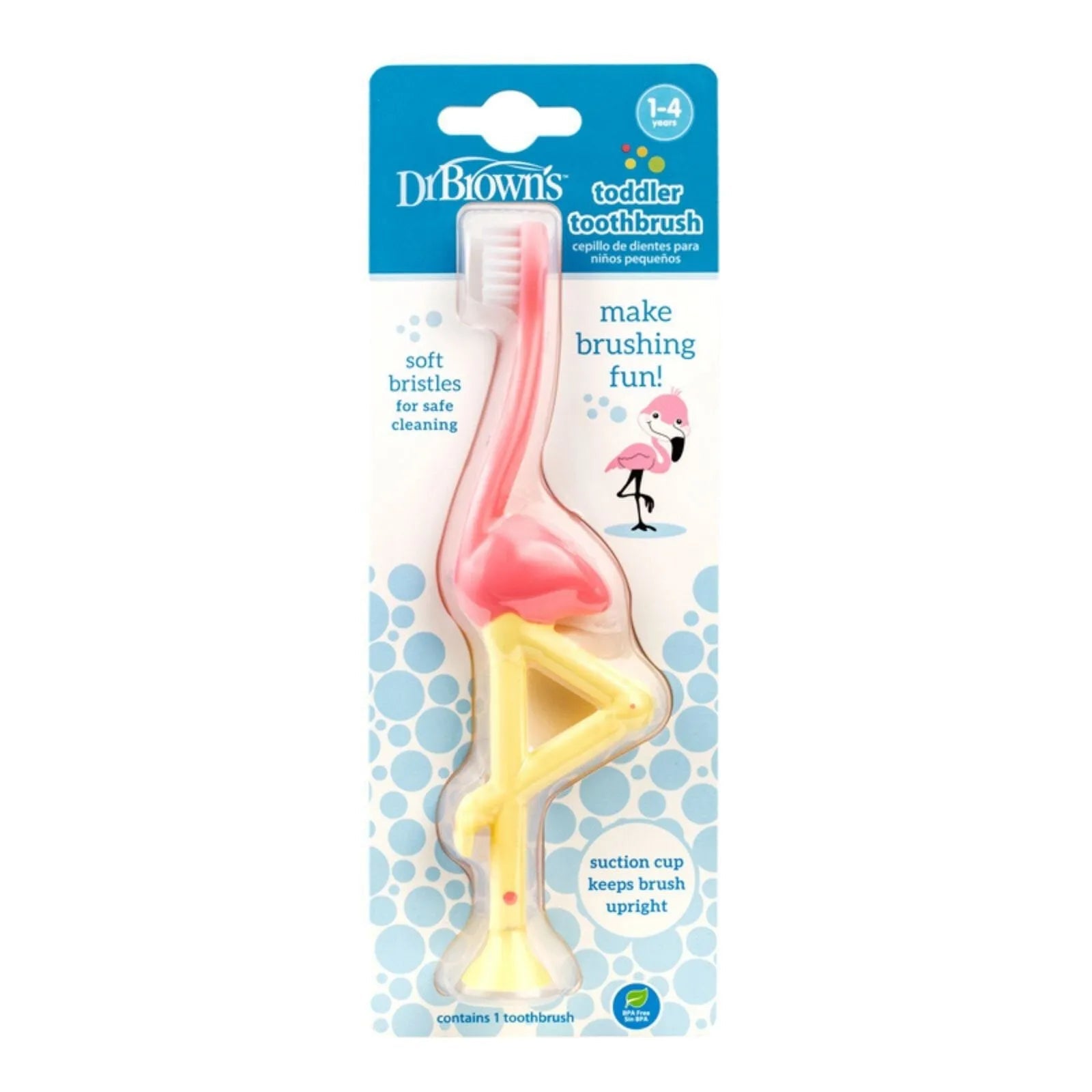 Dr. Brown's Toddler Toothbrush Flamingo 1 - 4 years - mezetto ebebek ebebek