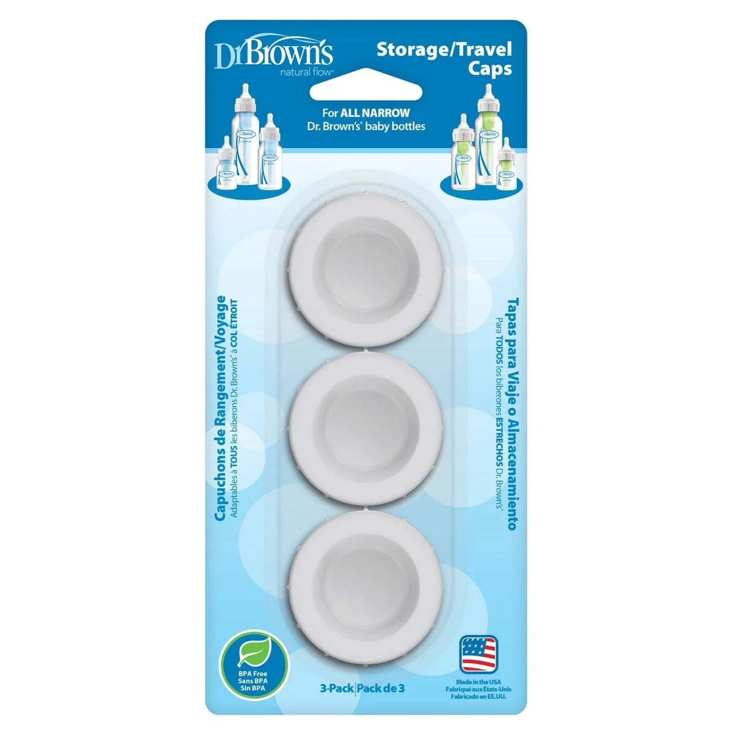 Dr. Brown's Travel Caps Narrow Neck 3 pcs - mezetto ebebek ebebek
